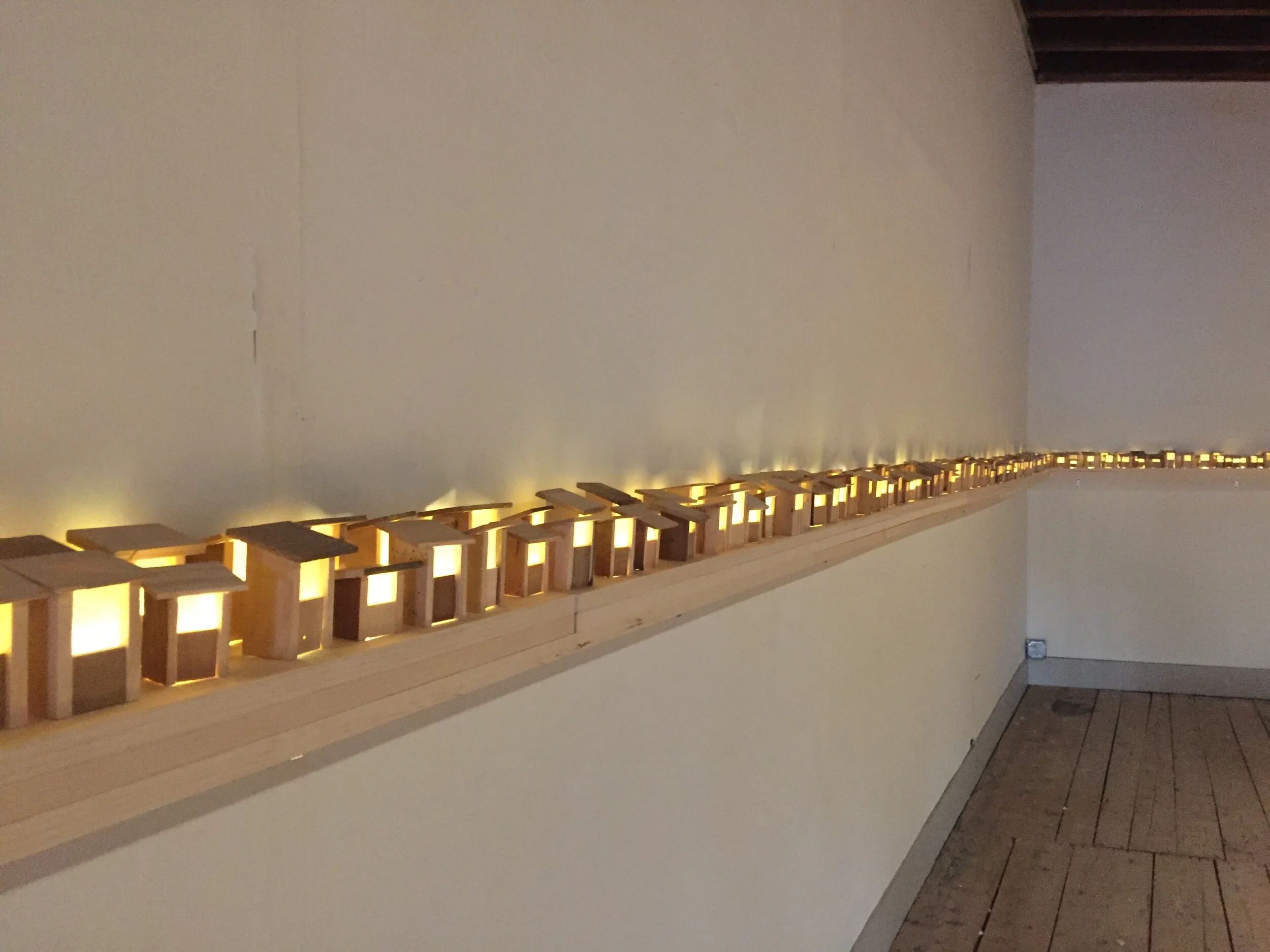 Shelf with Lighted Houses @ Frank Brockman Gallery