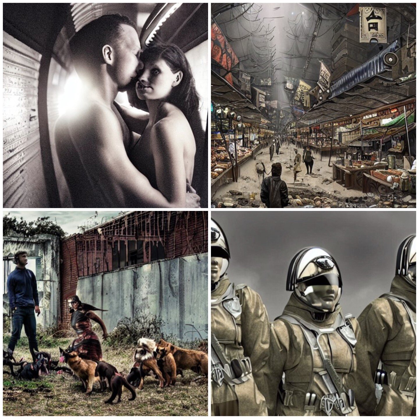 In honor of #MoodPitch, here is a mood board I created using some choice AI-generated art. Look at the well of horror that I could have tapped! My story is more like The Last of Us meets Raider of the Lost Ark, but wow. I can't help but feel somewhat