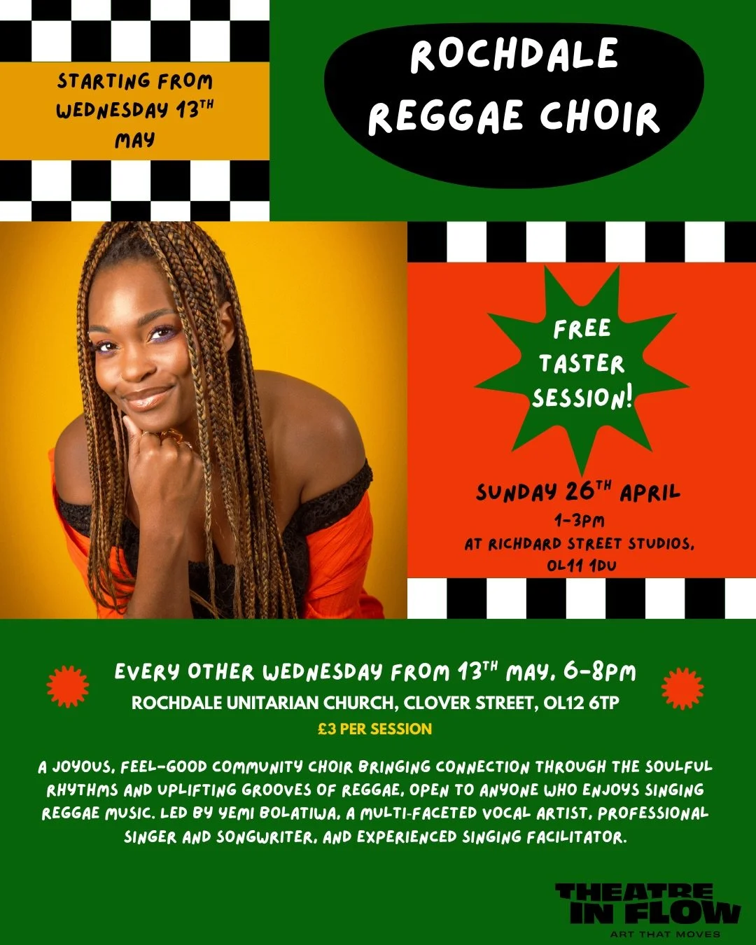 Join Our Reggae Choir!

We&rsquo;re excited to launch a vibrant, feel-good, community Reggae Choir in Rochdale! This choir is for everyone - whether you&rsquo;re a seasoned singer or just love reggae, we&rsquo;d love you to join us!

Come and see wha