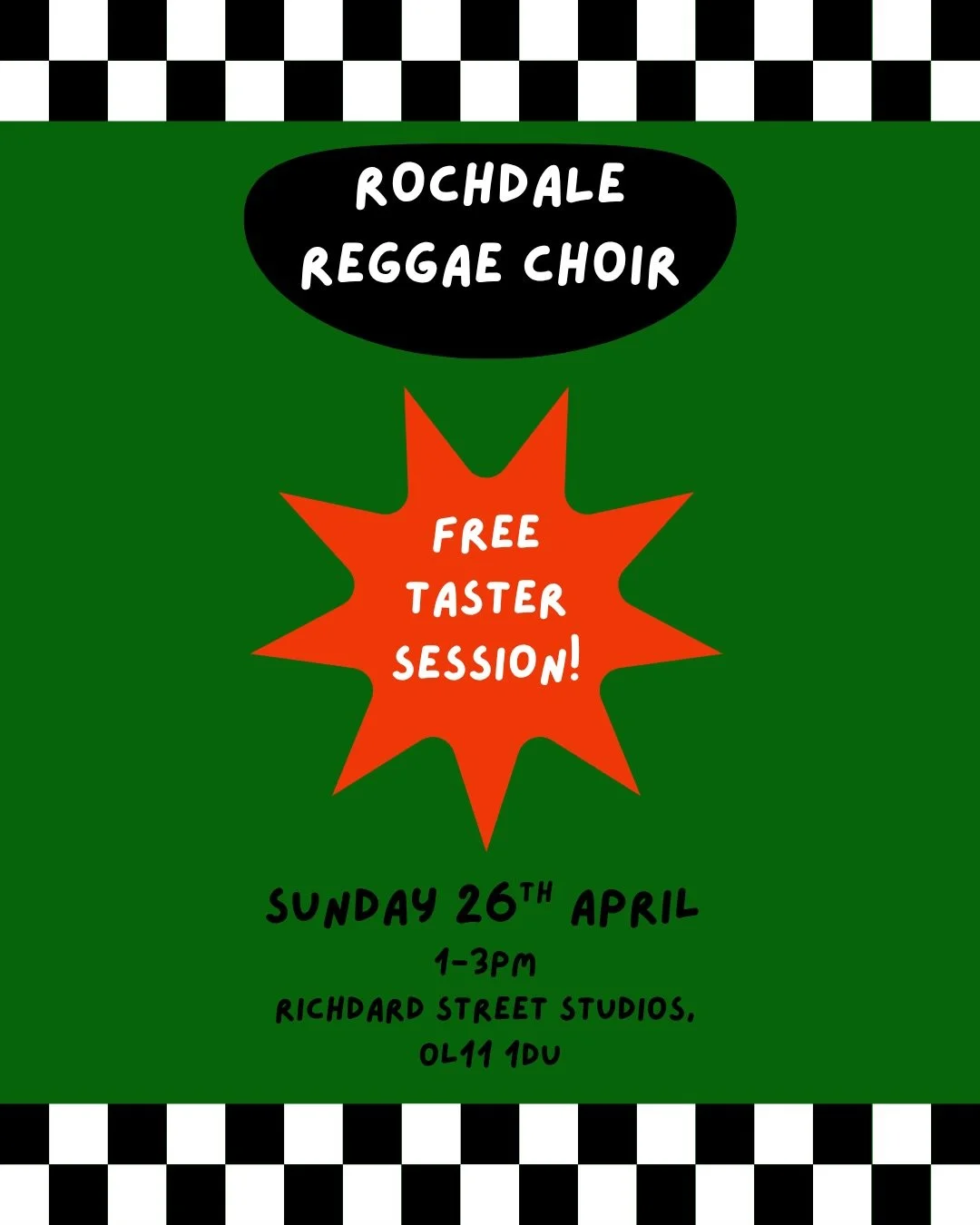 Our Rochdale Reggae Choir free taster session is this Sunday and we&rsquo;d love to see you there! 

Open to everyone, it will be a vibrant, feel-good community choir, led by Yemi Bolatiwa. 

If you&rsquo;re thinking about joining, or want to see wha