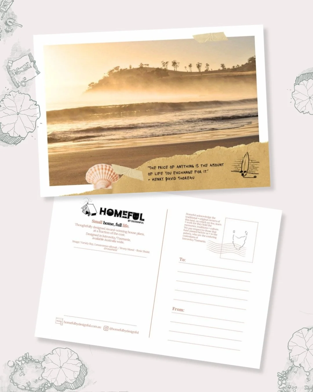 Homeful has always been about more than just buildings. It&rsquo;s about home + the things that make people feel at home in the world: tangible human experience. As a part of this you may find our free postcard series popping up in your local cafe. W