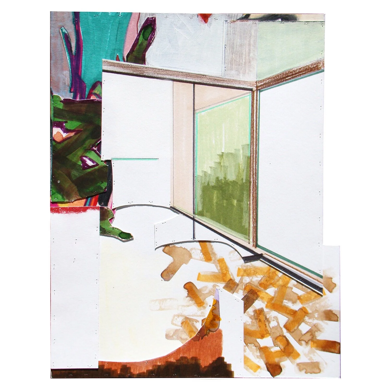 Erased Landscape (Green Knees) 2018, 12 x 9.5