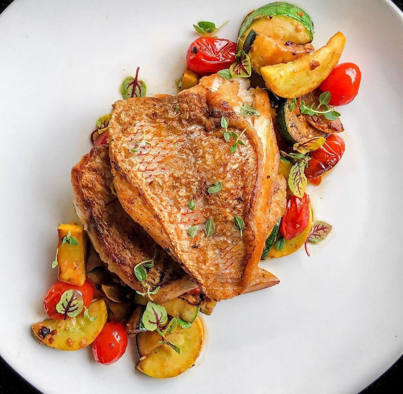 crispy whole fish with seasonal vegetables private chef