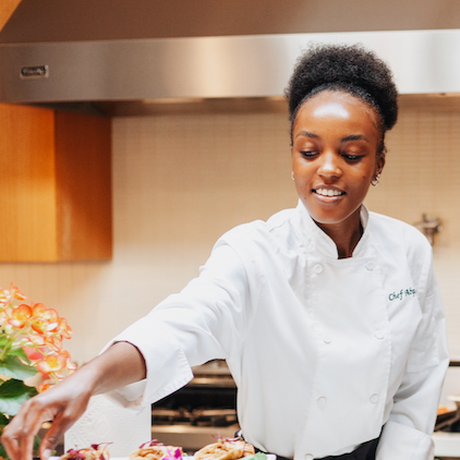 chef plating appetizers for private dining event NYC