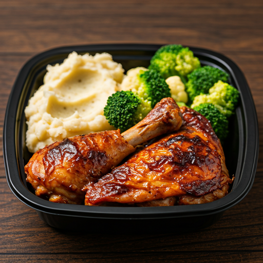 Chicken and Seasonal Veg Meal Prep: Meal prep of chicken breast paired with a mix of seasonal vegetables and starch.