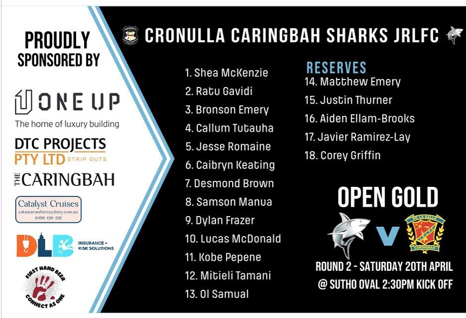 ⚫️⚪️ SUPER SATURDAY ⚫️⚪️ 
Tomorrow is Super Saturday with all 5 Open Gold games taking place tomorrow at Sutherland Oval. Local derby our Cronulla Caringbah v @delasallejrlfc 2:30pm kick off. Come along and support our team. enjoy a fantastic day of 