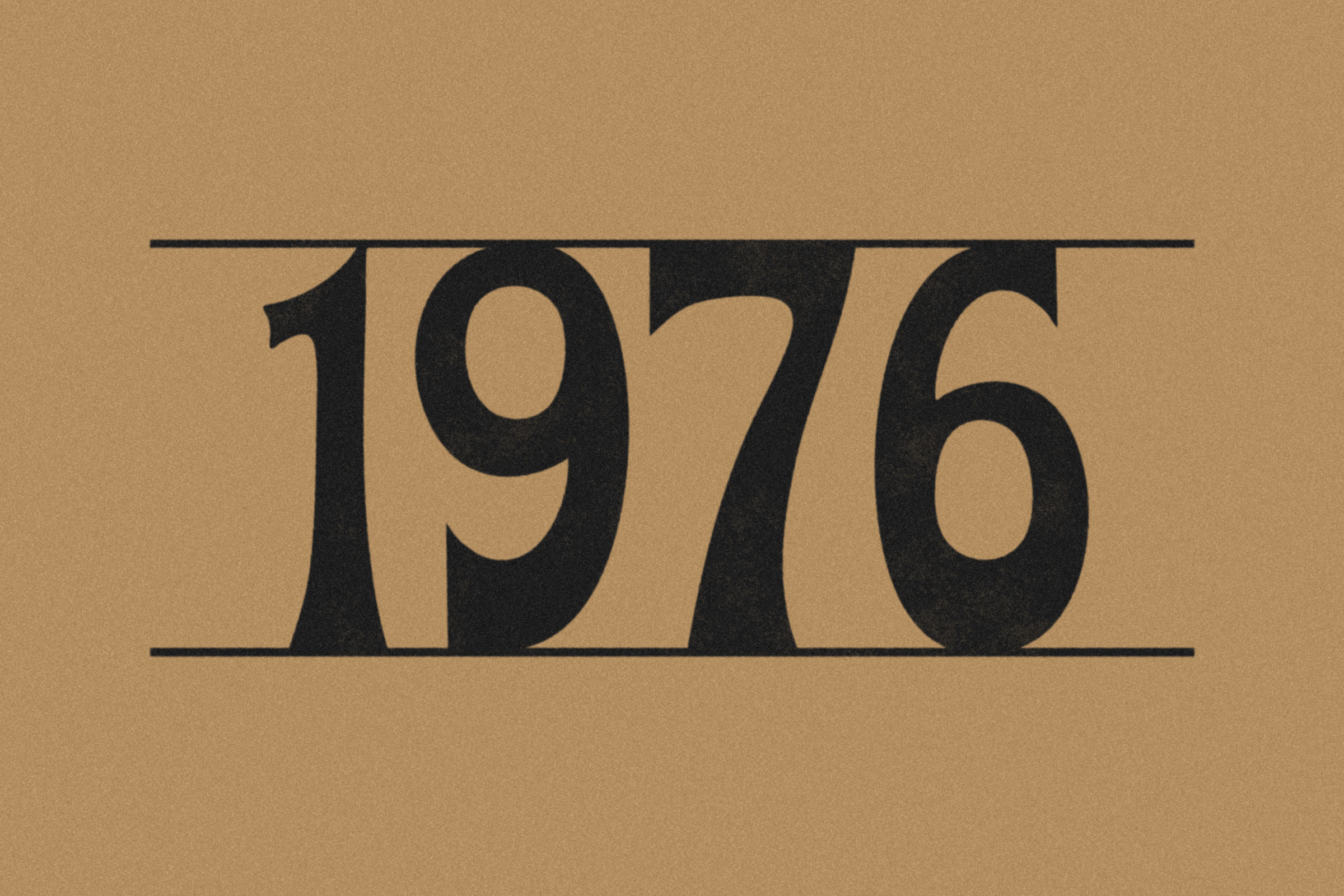 Black text reading '1976' on a gold background with horizontal lines above and below.