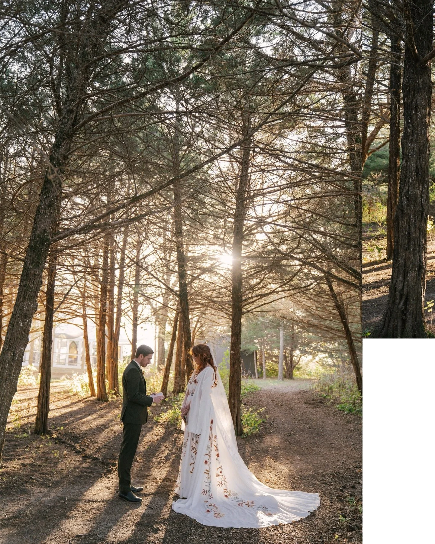 My favorite part of Shannon and Garrett&rsquo;s wedding day was witnessing the complete magic of them alone in the woods. The sun beaming through as they poured their hearts out to each other during their private vow reading, just moments before walk