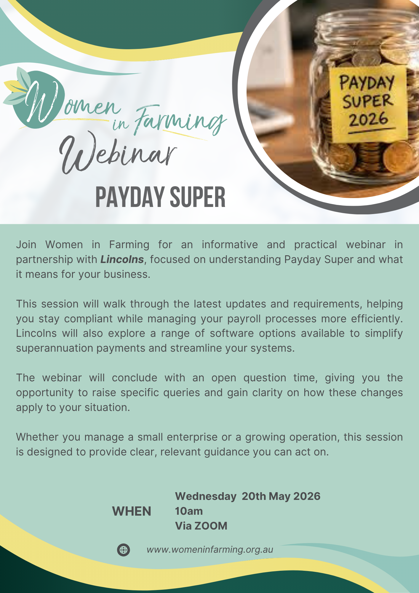 Payday Super Webinar Hosted by Women in Farming with Lincolns