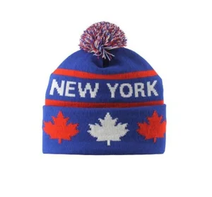 Red & Blue Variegated Topper Beanie with Druzy Geode Slice Decoration No Pom Surfside Winter Beanie – Stateside Brands main image 2