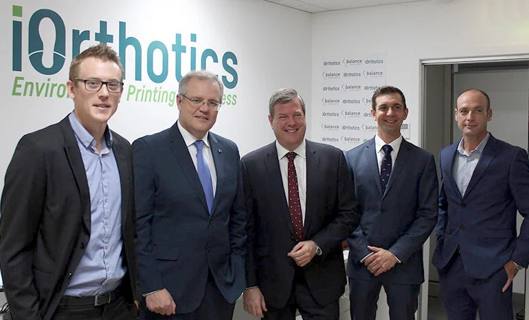 3 years on - The now Australian Prime Minister Scott Morrison visited iOrthotics to learn of a new innovative approach to orthotic manufacturing.