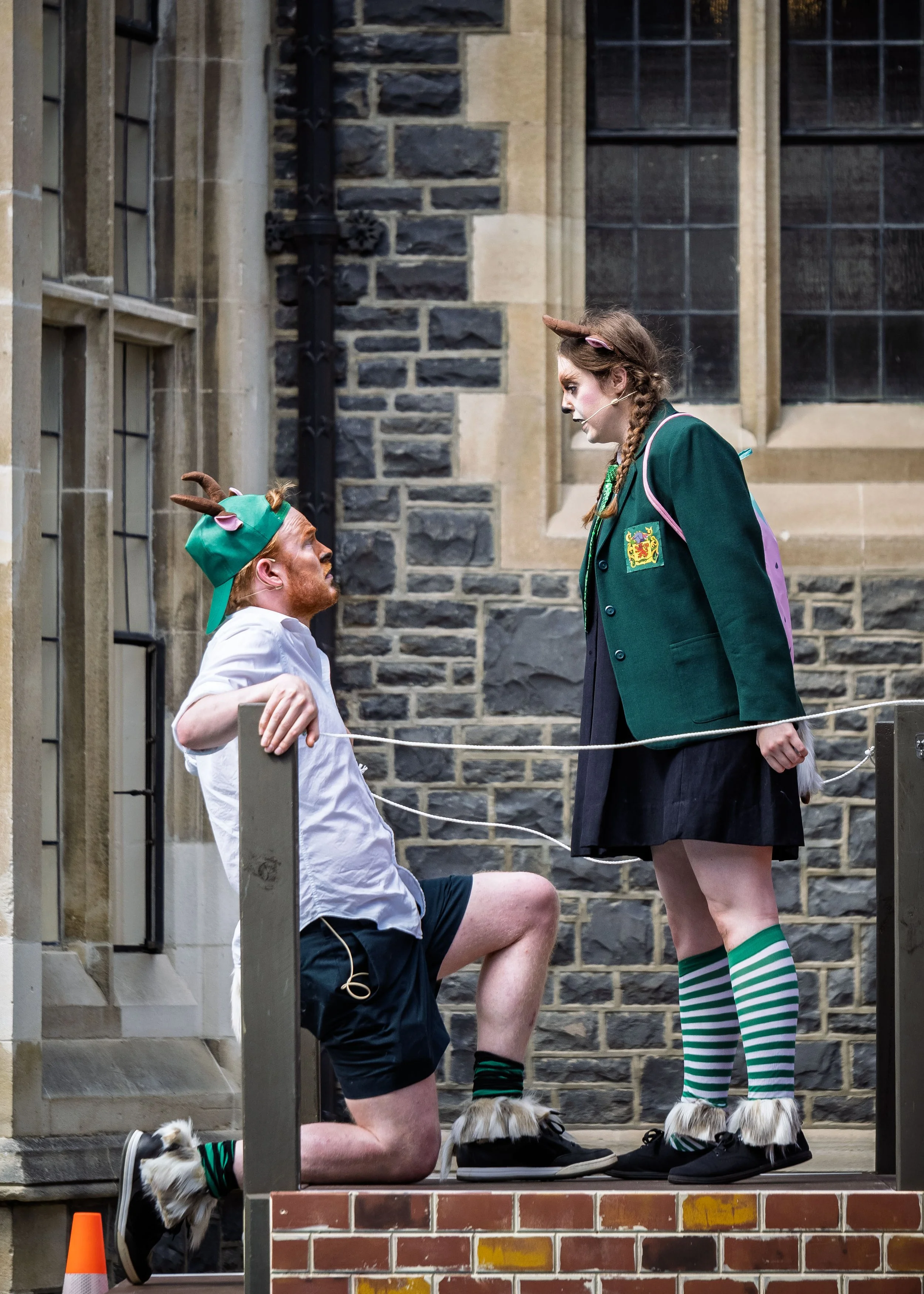 Alex Robinson as Osmin Billy Goat, Elizabeth Ellison as Lucy Billy Goat.

Photograph ©️ Wei Li Jiang for Toi Toi Opera 2025