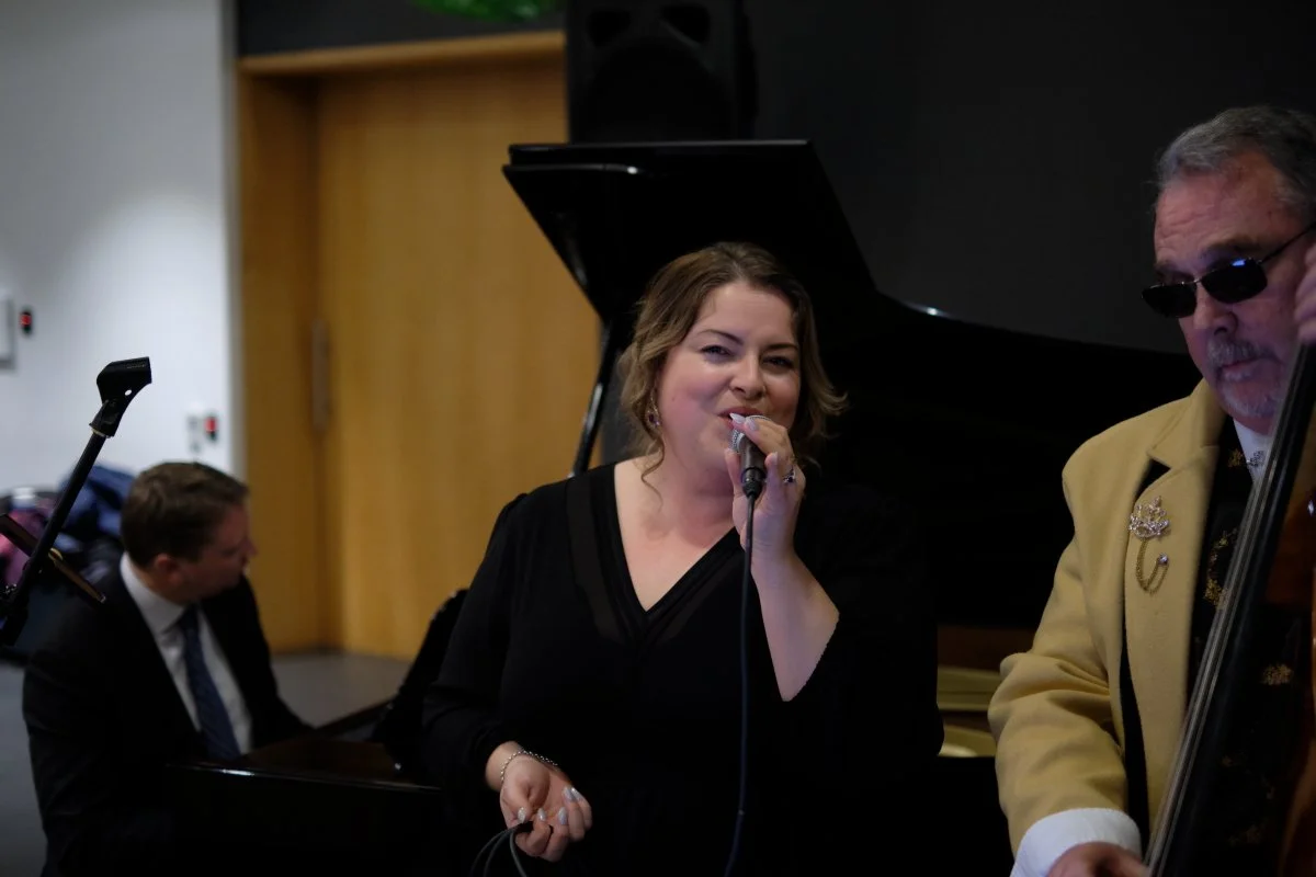 After Five performing a fabulous jazz set to top-off the evening (featuring Emma Summers on vocals, Glyn MacDonald on piano, and Dave Pitt on upright bass)