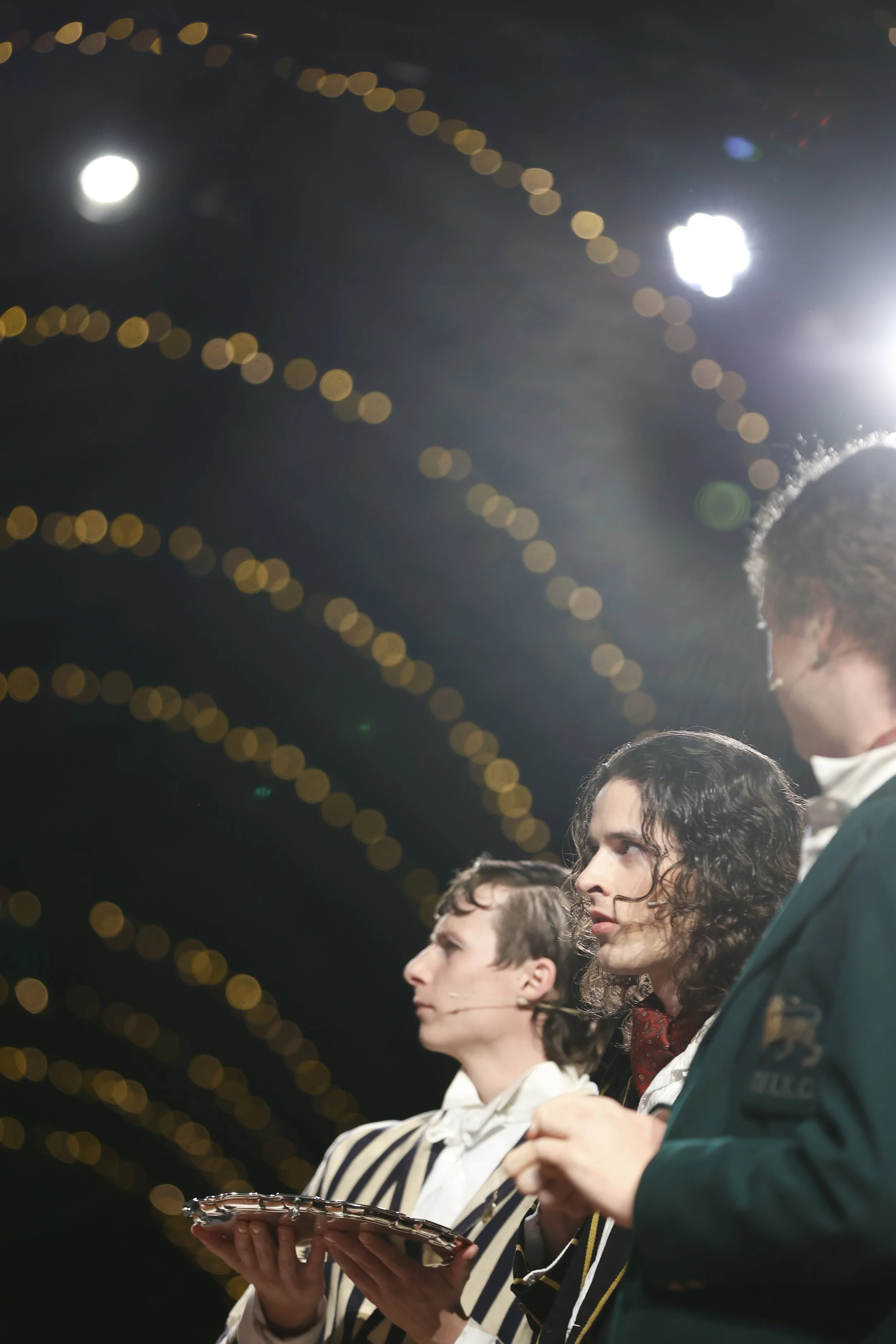 Jack Mould (Njegus), Conrad Goddard (Raoul de St. Brioche), and Kahu Gray (Viscount Nicolas Cascada) 