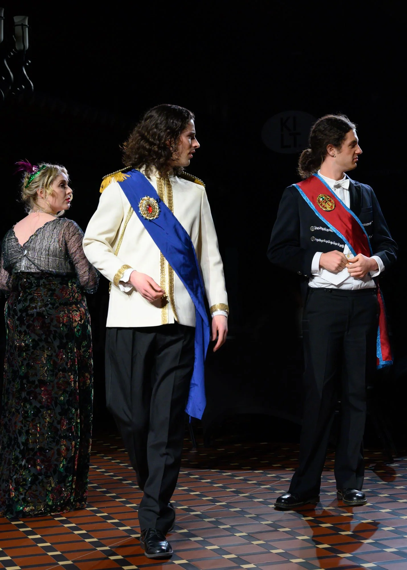 Matilda Wickbom (Hanna), Conrad Goddard (Raoul de St. Brioche), and Kahu Gray (Viscount Nicolas Cascada) 