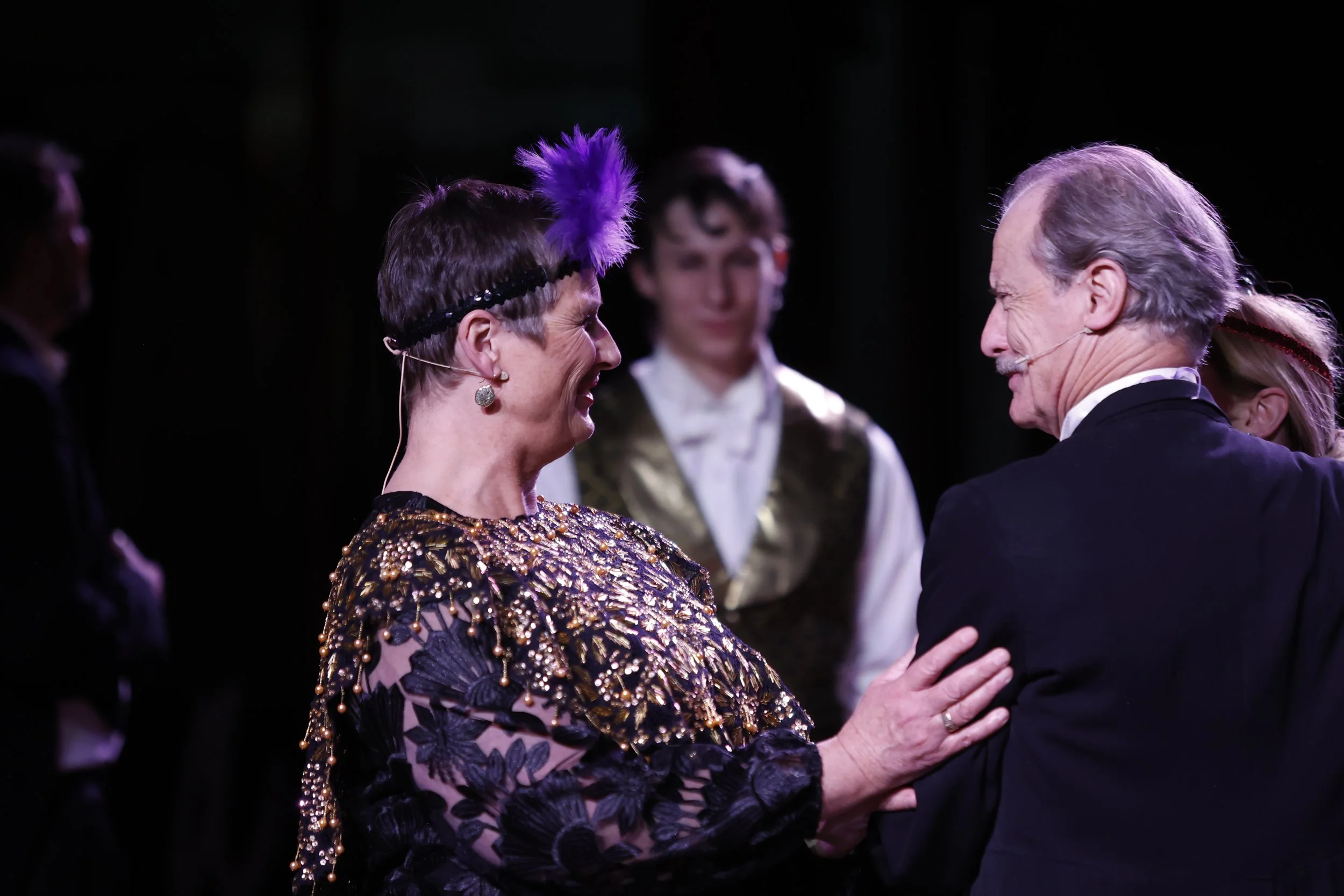 Louisa Pilkington (Praskovia), Jack Mould (Njegus), and Warwick Shillito (Baron Zeta)