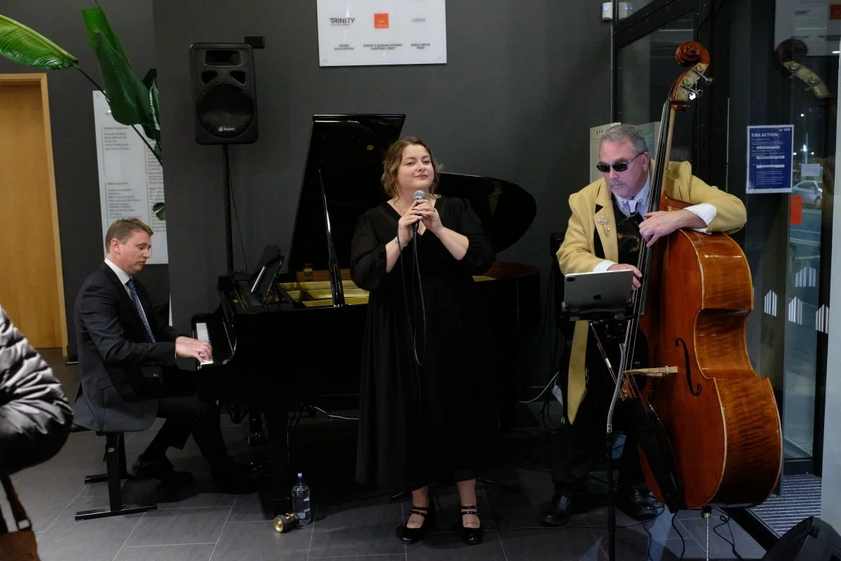 After Five performing a fabulous jazz set to top-off the evening (featuring Emma Summers on vocals, Glyn MacDonald on piano, and Dave Pitt on upright bass)