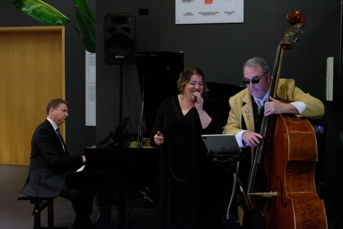After Five performing a fabulous jazz set to top-off the evening (featuring Emma Summers on vocals, Glyn MacDonald on piano, and Dave Pitt on upright bass)