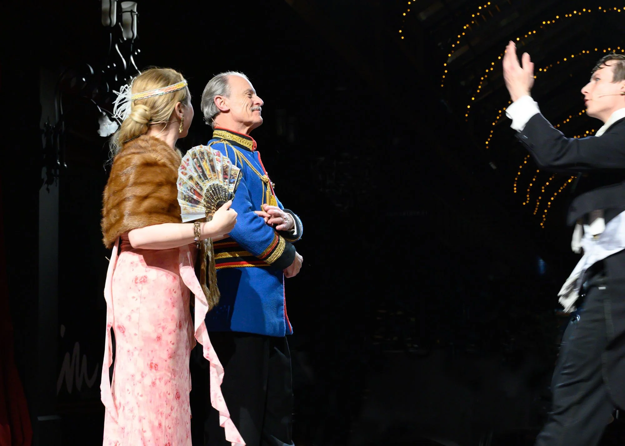 Katherine Doig (Valencienne), Warwick Shillito (Baron Zeta), and Jack Mould (Njegus)