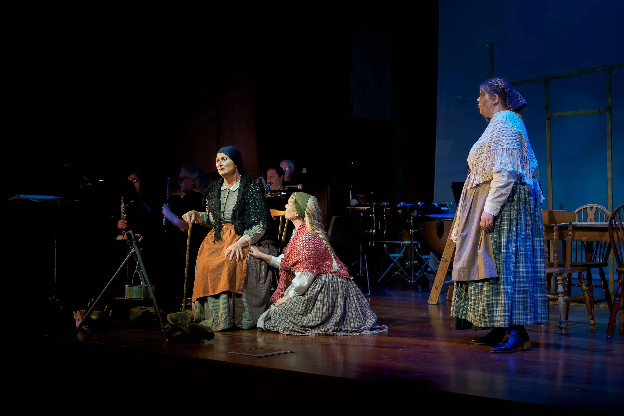 Louisa Pilkington (Maurya), Matilda Wickbom (Nora) and Erin Connelly-Whyte (Cathleen)