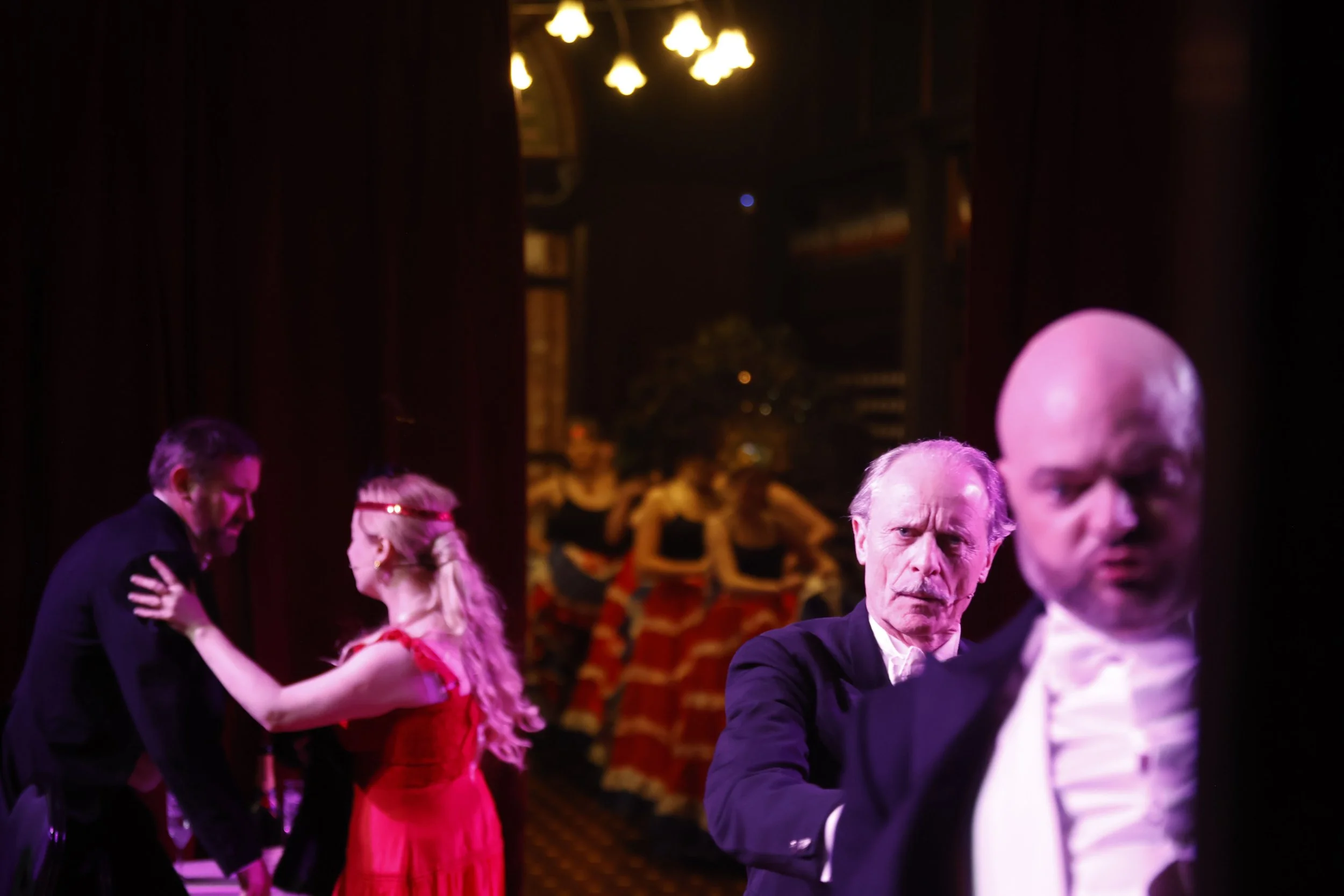 Katherine Doig (Valencienne) and Nigel Withington (Camille de Rosillon), Warwick Shillito (Baron Zeta) and Andrew Grenon (Danilo)