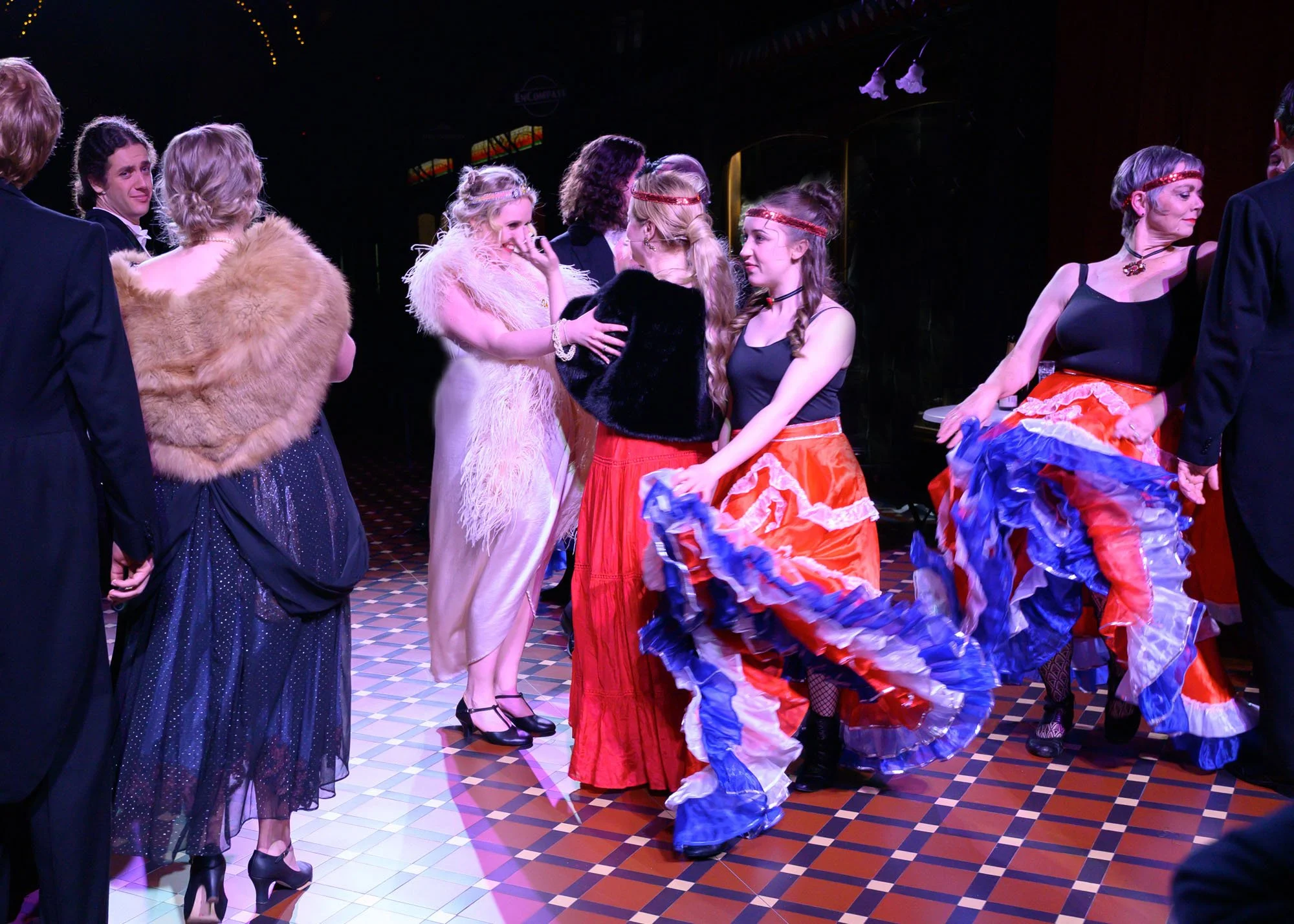 Company, with Matilda Wickbom (Hanna) and Katherine Doig (Valencienne) embracing centre stage