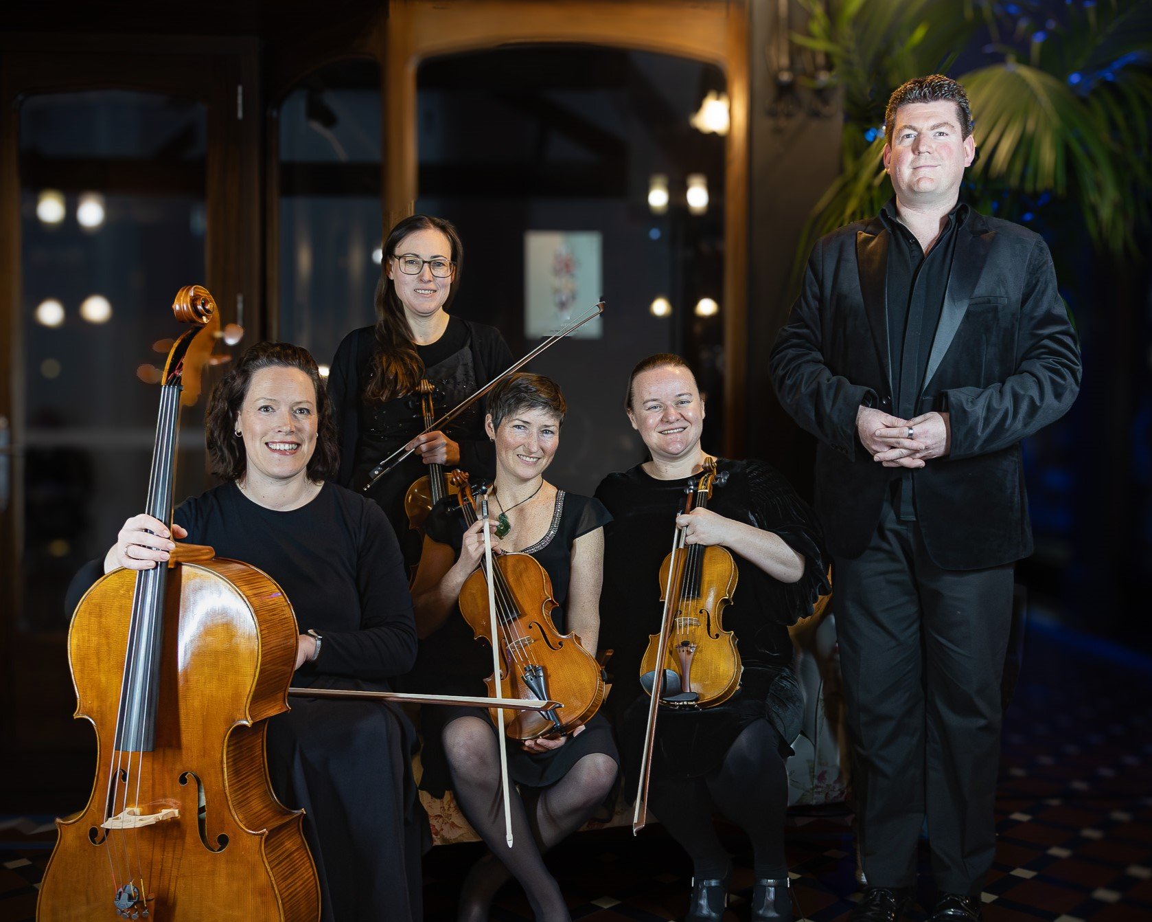  Jeremy Woodside Musical Director & Piano (R), with from left: Sophie Tanner - Cello, Manu Berkeljon - Violin 2,  Alisa Smith - Viola, and Sarah McCracken - Violin 1

 