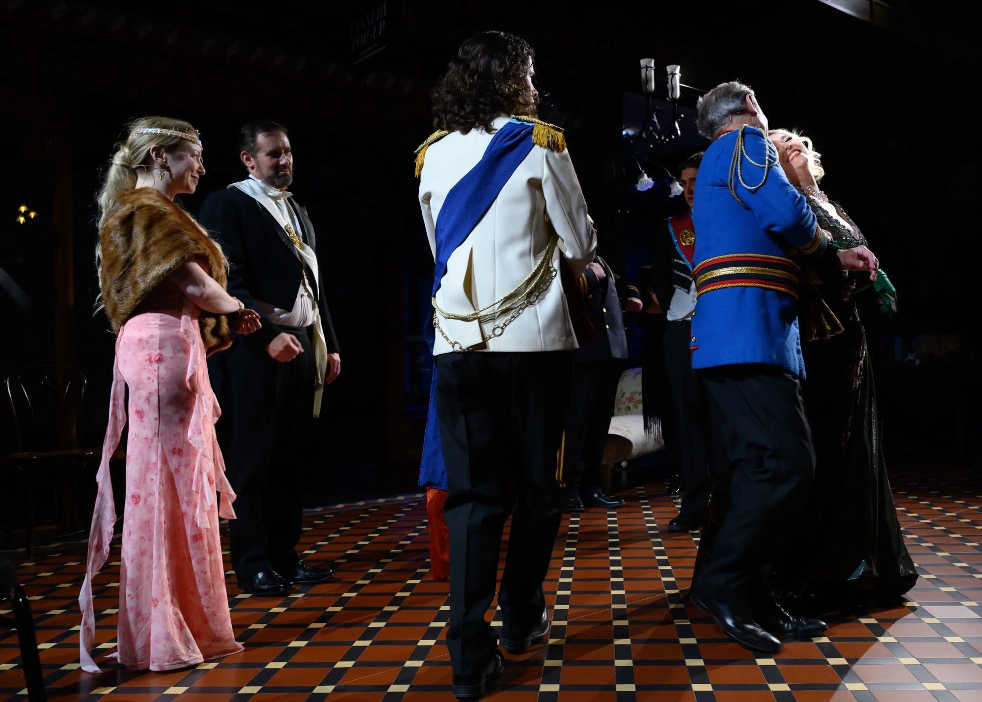 Katherine Doig (Valencienne) and Nigel Withington (Camille), Conrad Goddard (Raoul de St. Brioche),  Warwick Shillito (Baron Zeta), and Matilda Wickbom (Hanna)