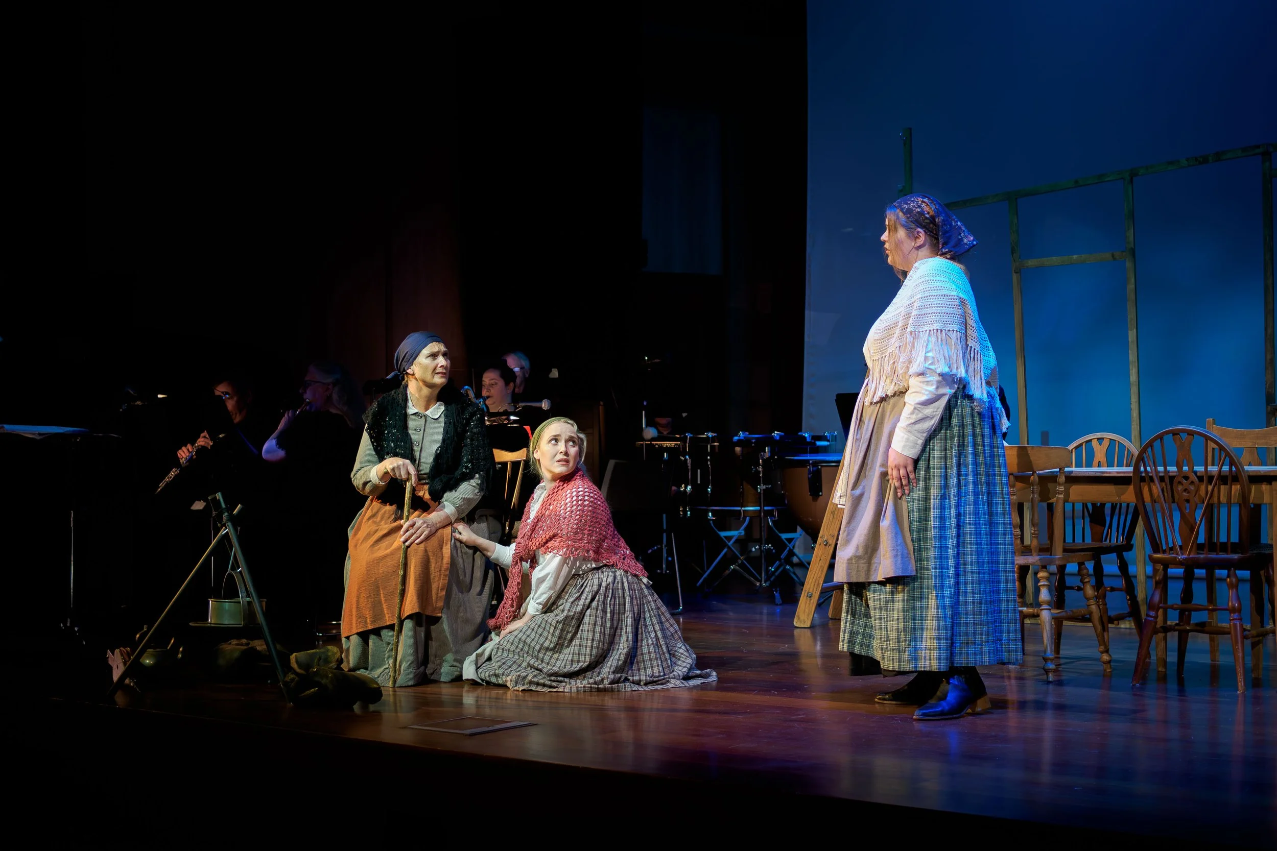 Louisa Pilkington (Maurya), Matilda Wickbom (Nora) and Erin Connelly-Whyte (Cathleen)
