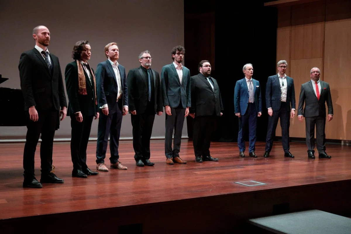 The men perform the Priests' Chorus from 'The Magic Flute'