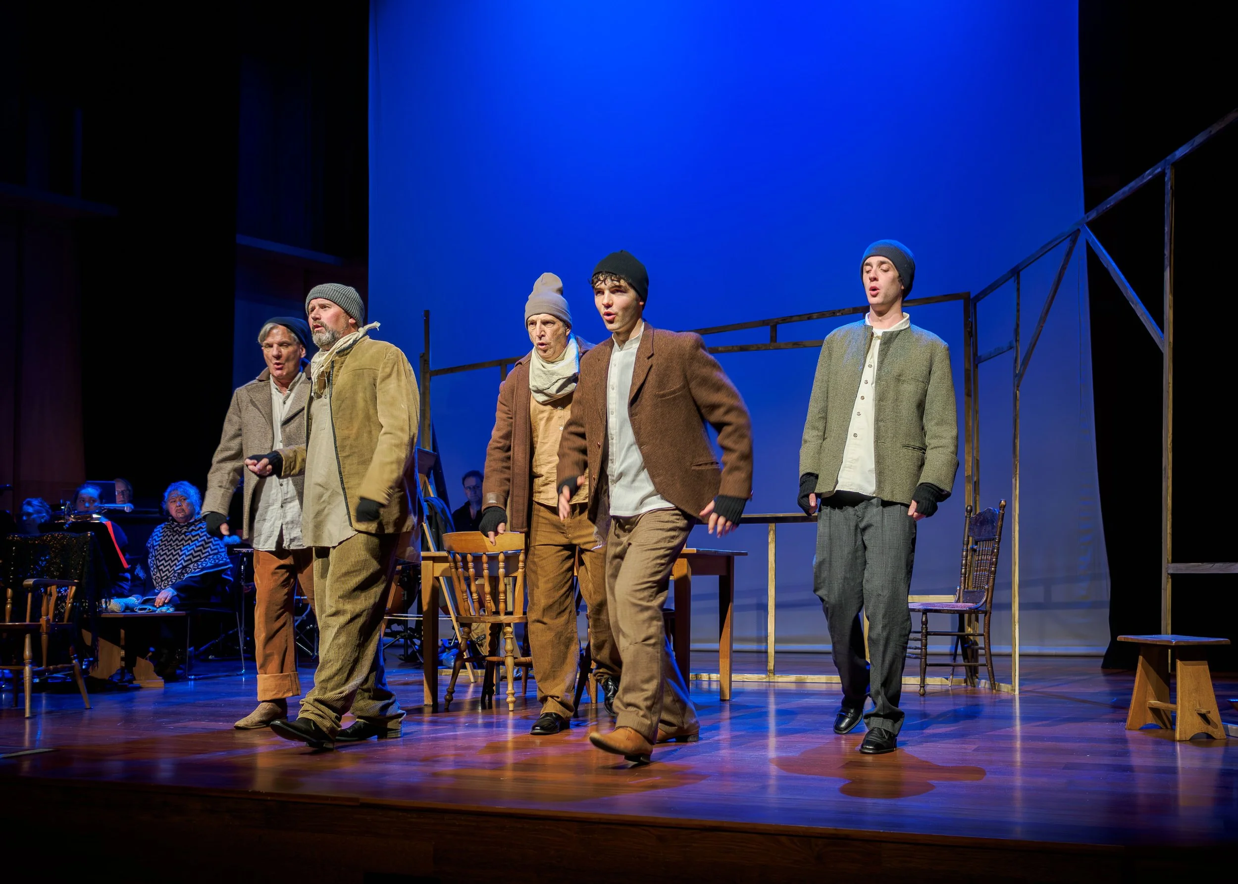 Male company performs 'Roll Down' by Peter Bellamy - L to R: Julian Anderson (Sheamus), Nigel Withington (Bartley), Wayne Carter (Shawn), Miles Harrington (Michael), and Kahu Gray (Patch)