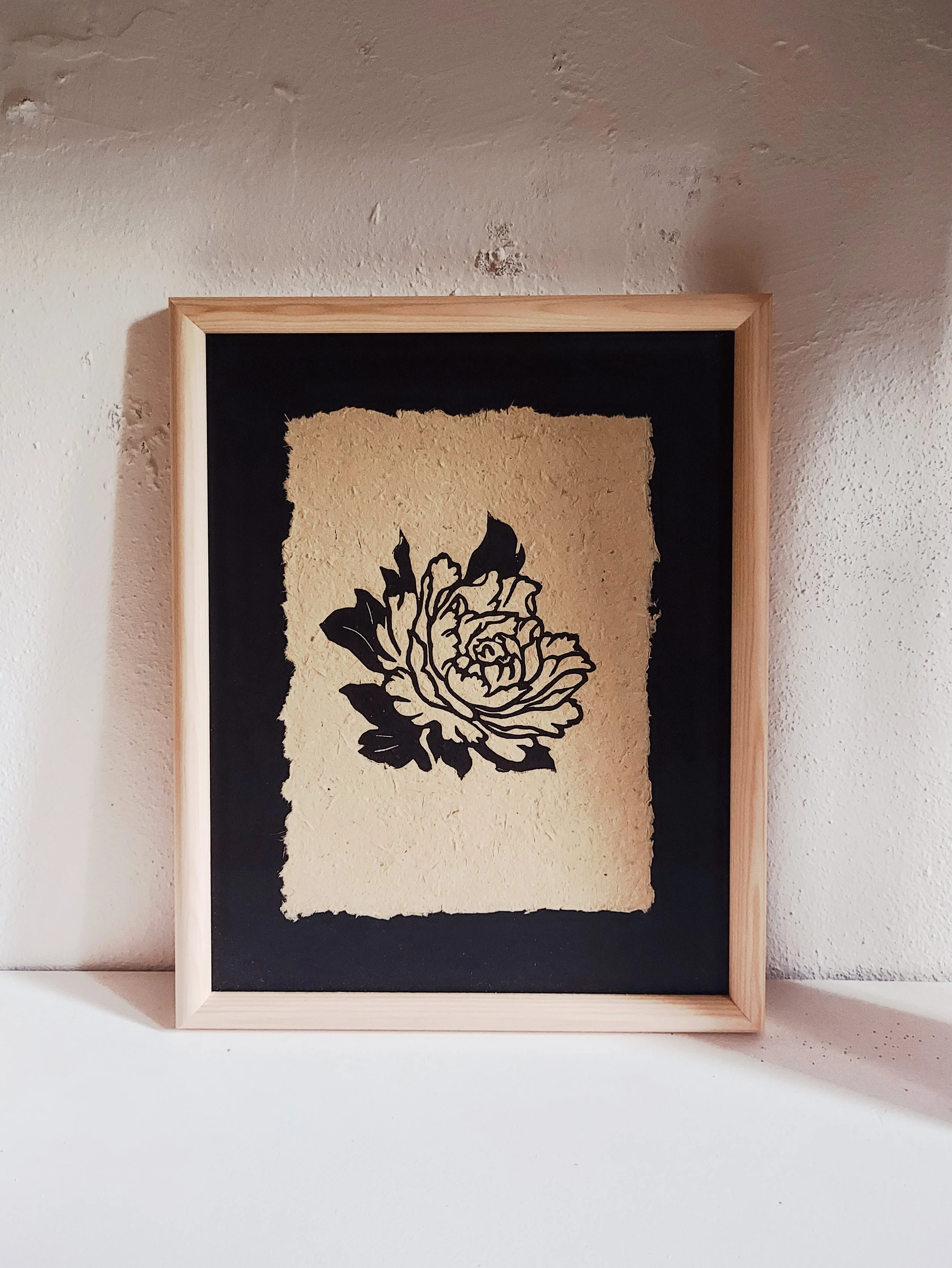 PAEONIA LINO PRINT - FRAMED