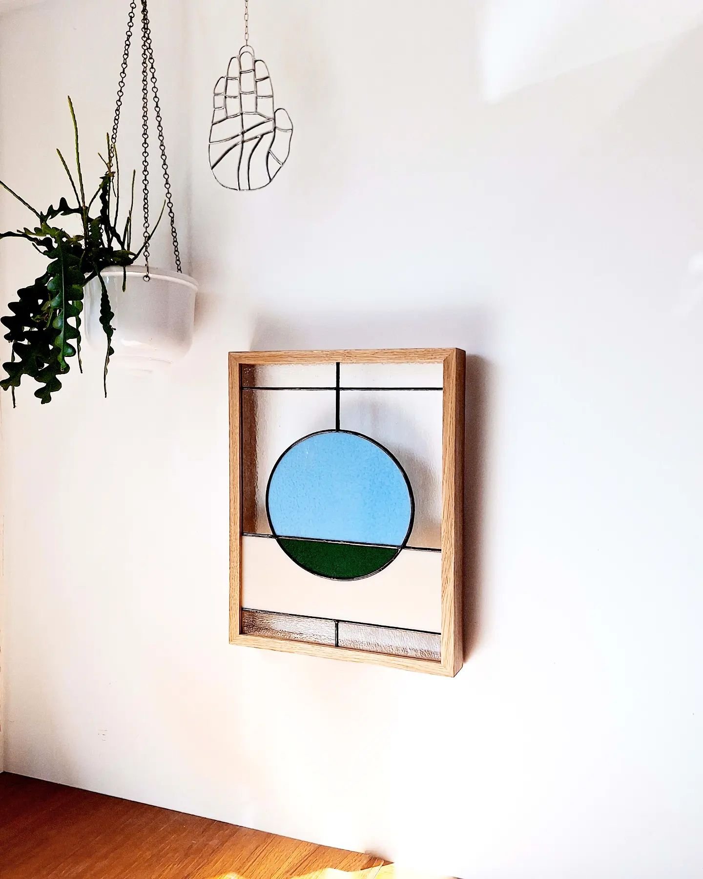 INERTIA 
〰️
Glass in oak frame
〰️
It's taken a while to get there, but I'm confident about this new road I'm on, joining two loves of my life in graphic precision and detail.
〰️
Glass panel honors the tradition of panels but with a contemporary take,