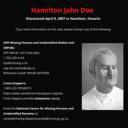 Edmonton John Doe - Unidentified Human Remains Canada