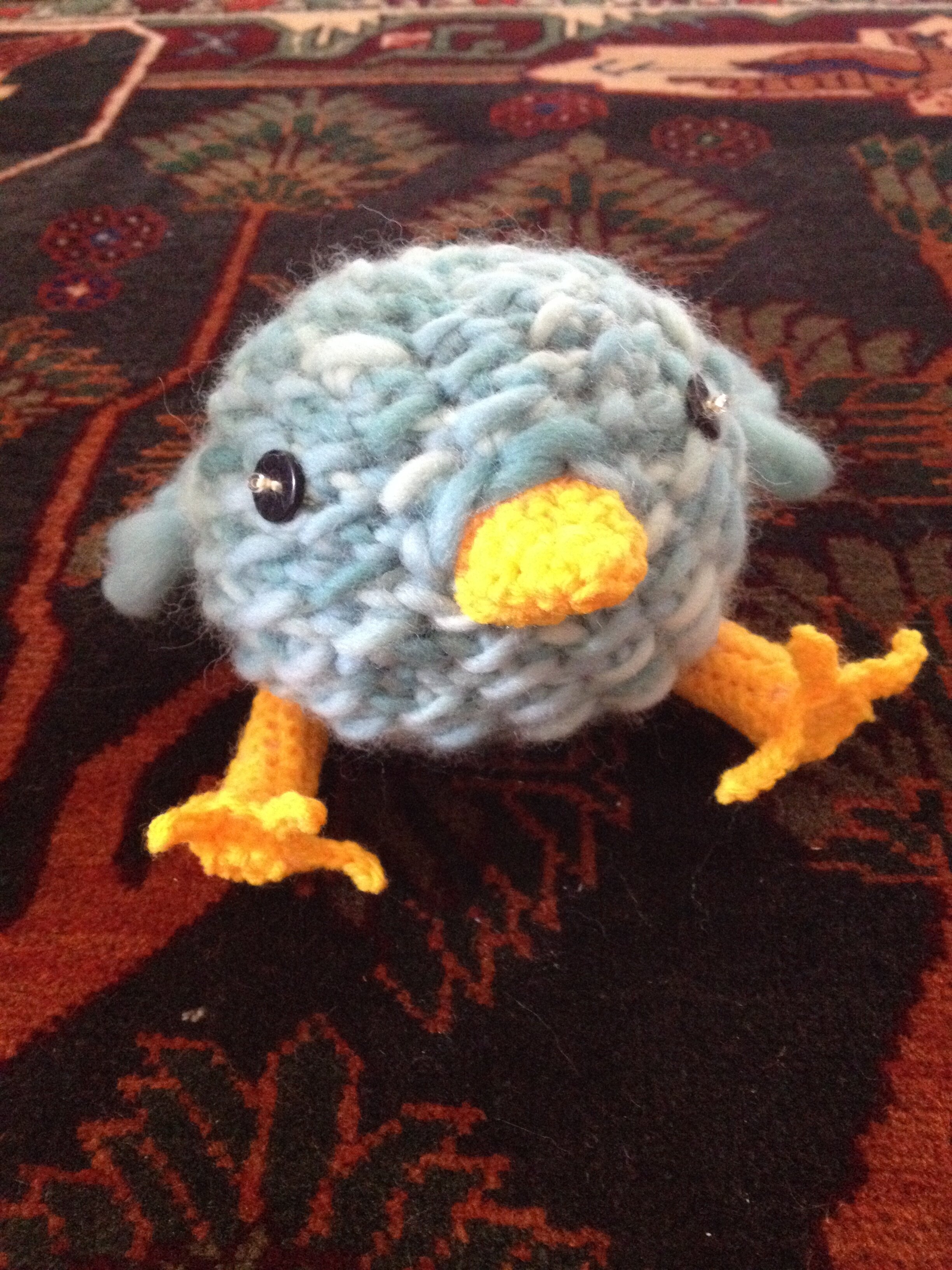 blue bird, crocheted