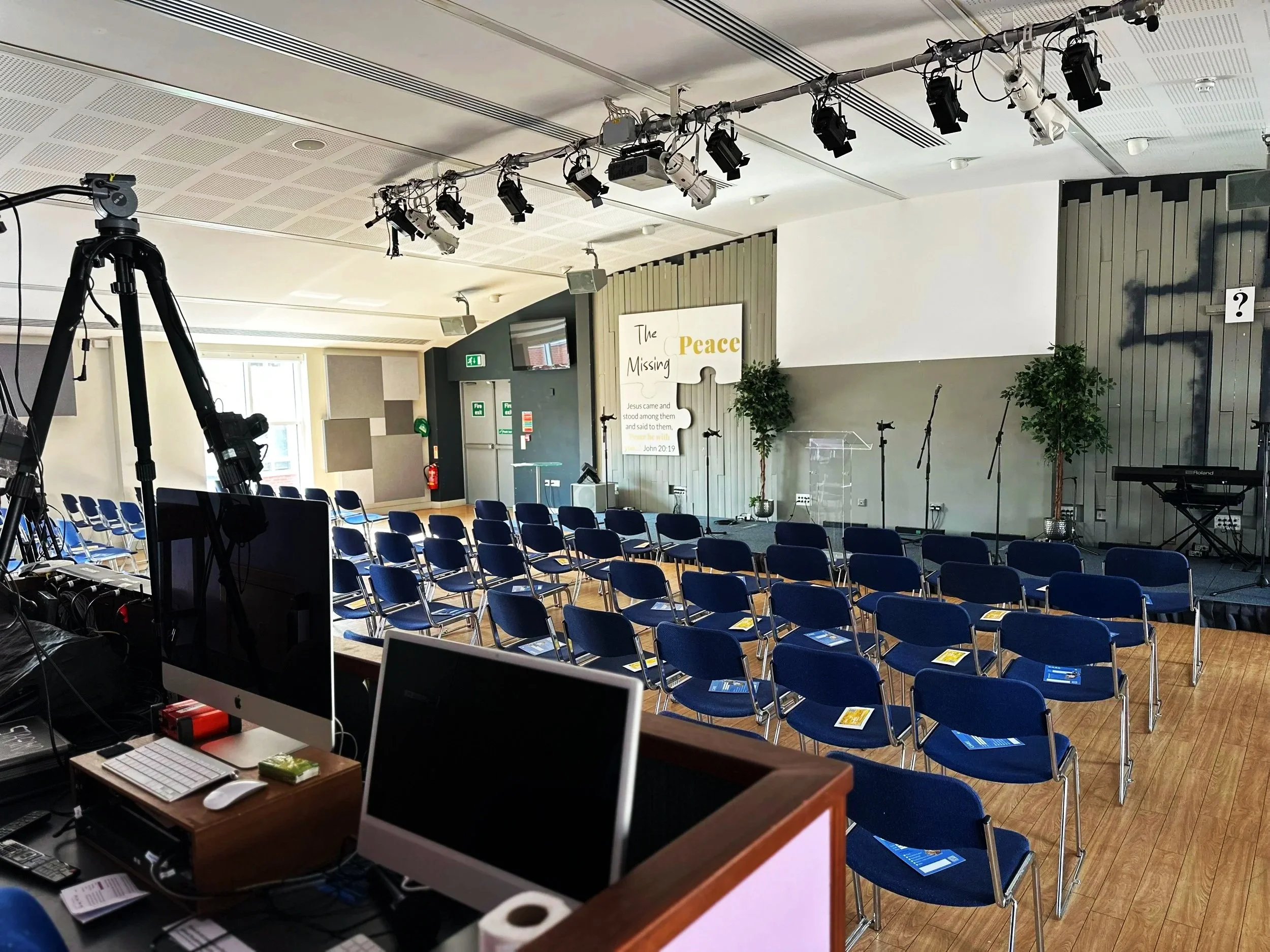 chair arrangement facing stage