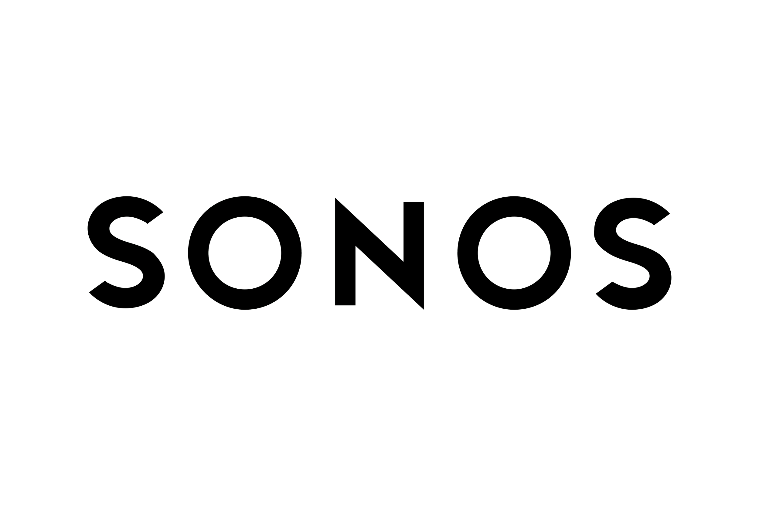 Neon sign with the word 'SONOS' in outlined letters on a black background.