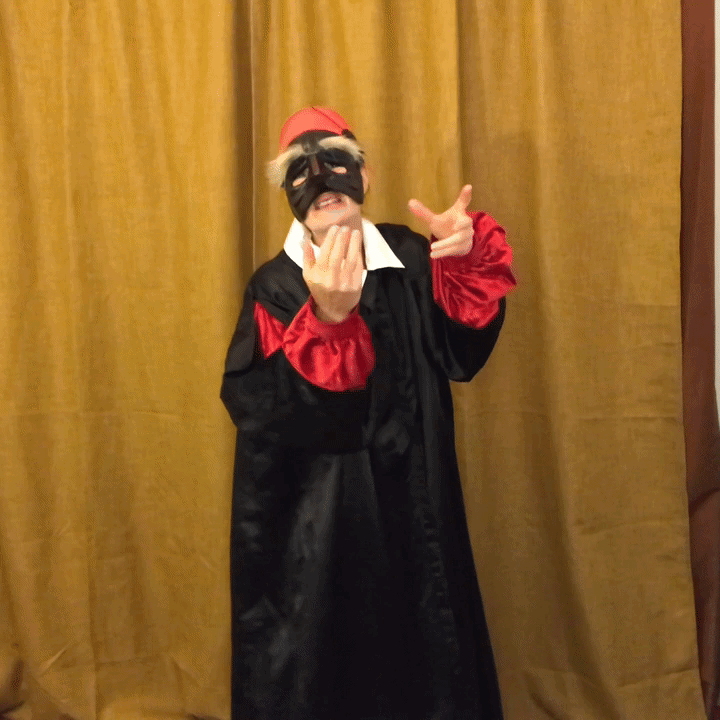 gif of an actor demo of masked pantalone and doctor