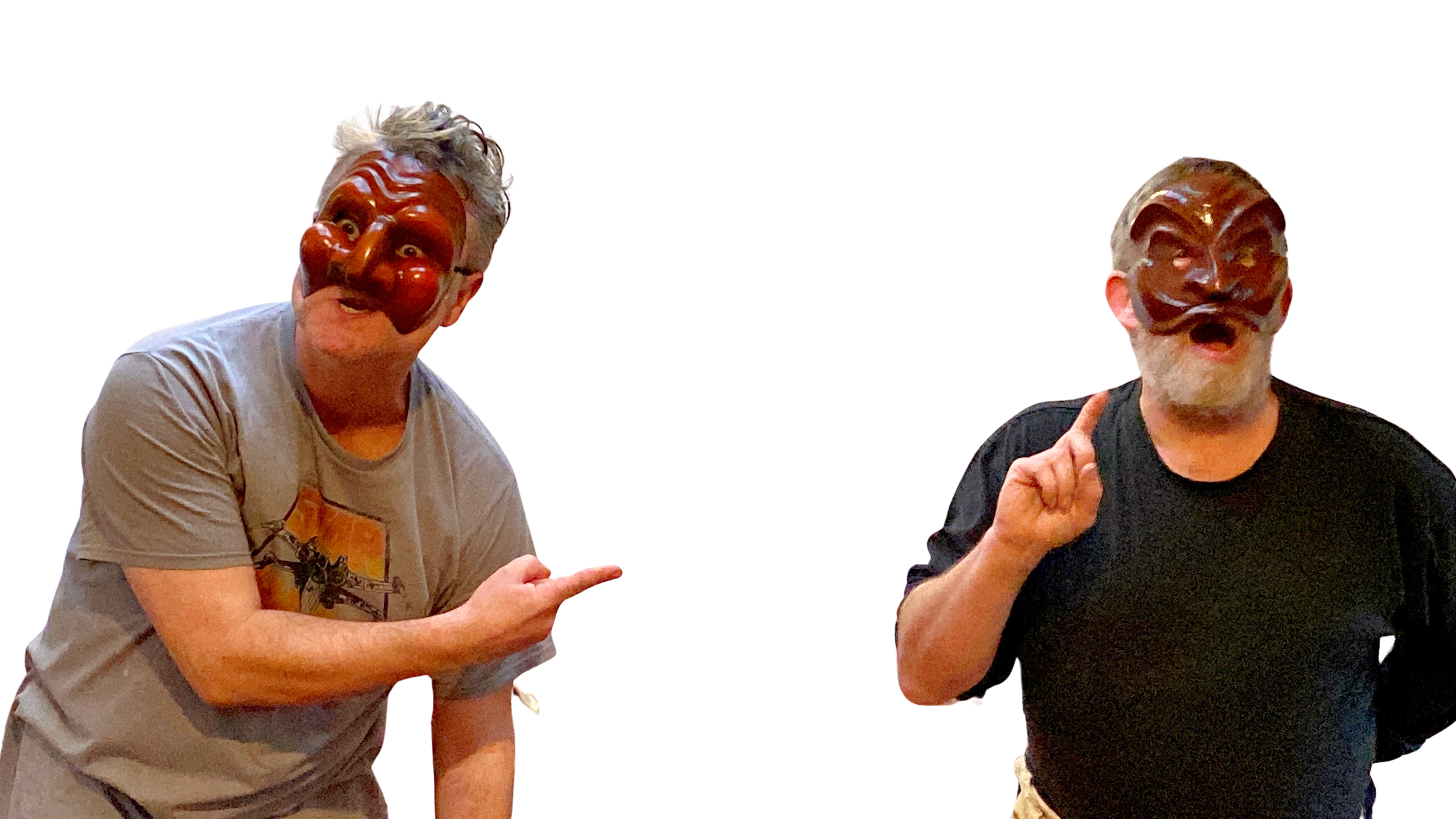 two actors in masks