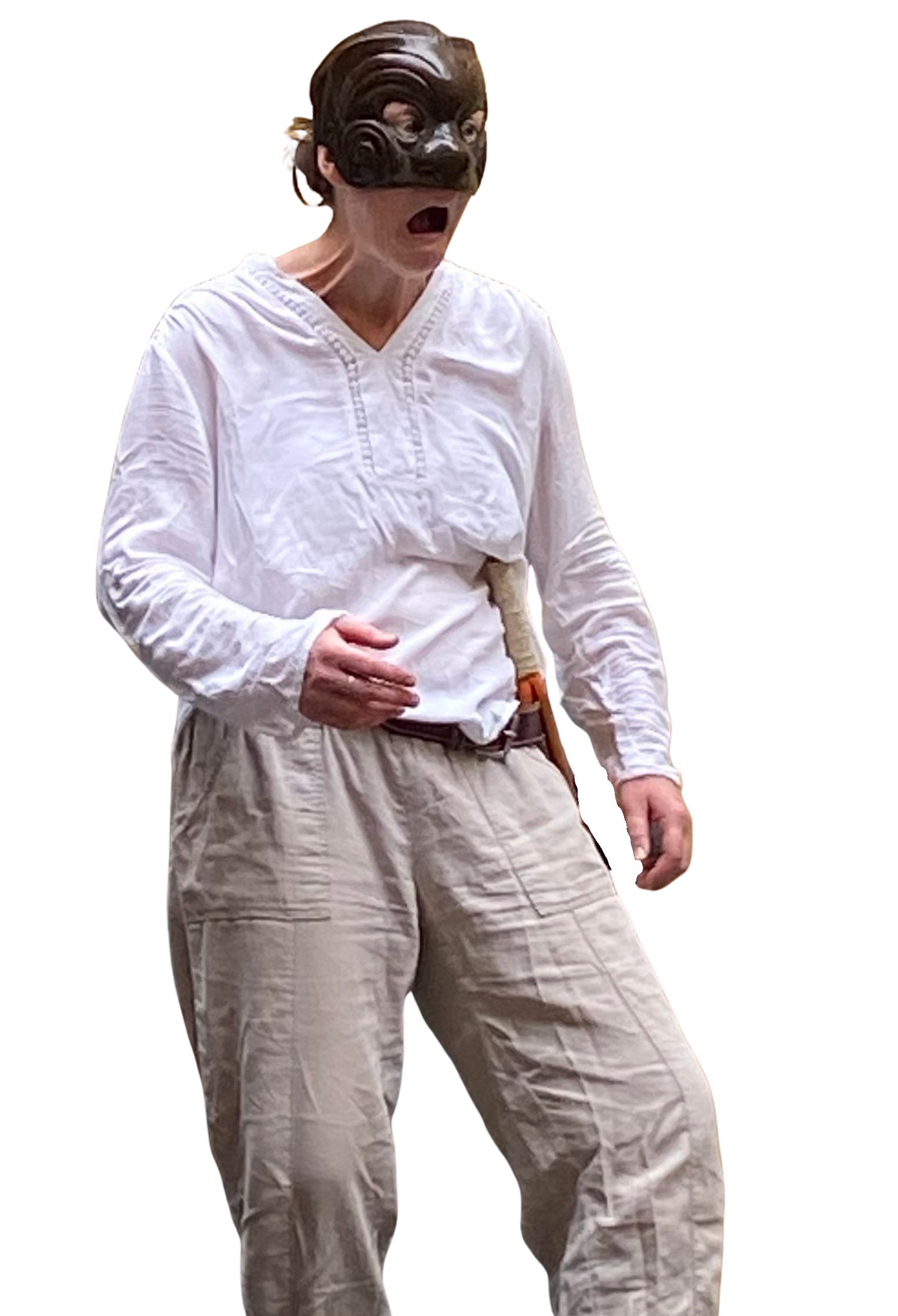 actor in a mask looked scared