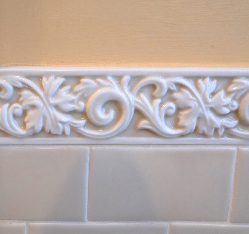 Design detail of bathroom tiles with decoration