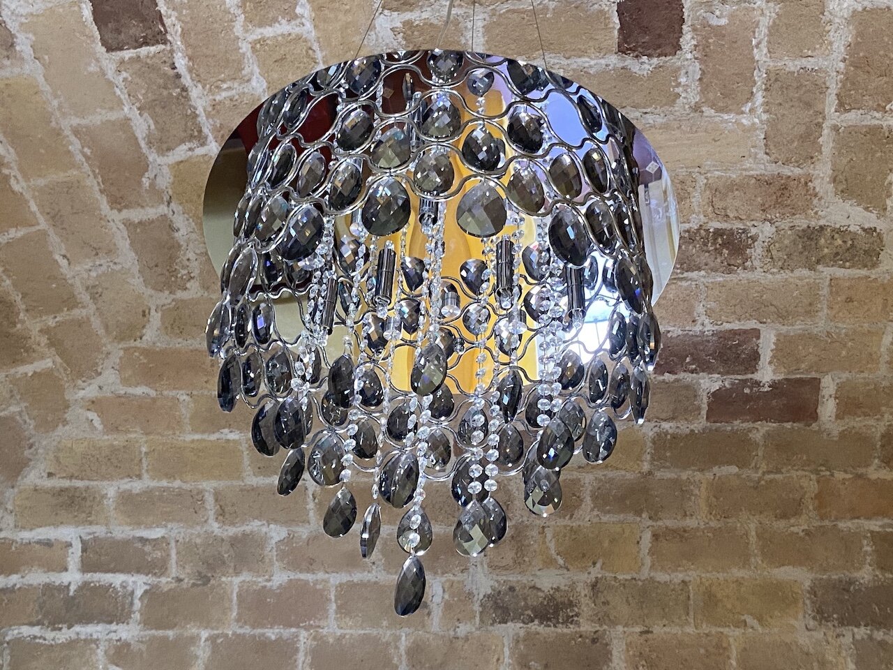 Designer lamp with fumé crystals