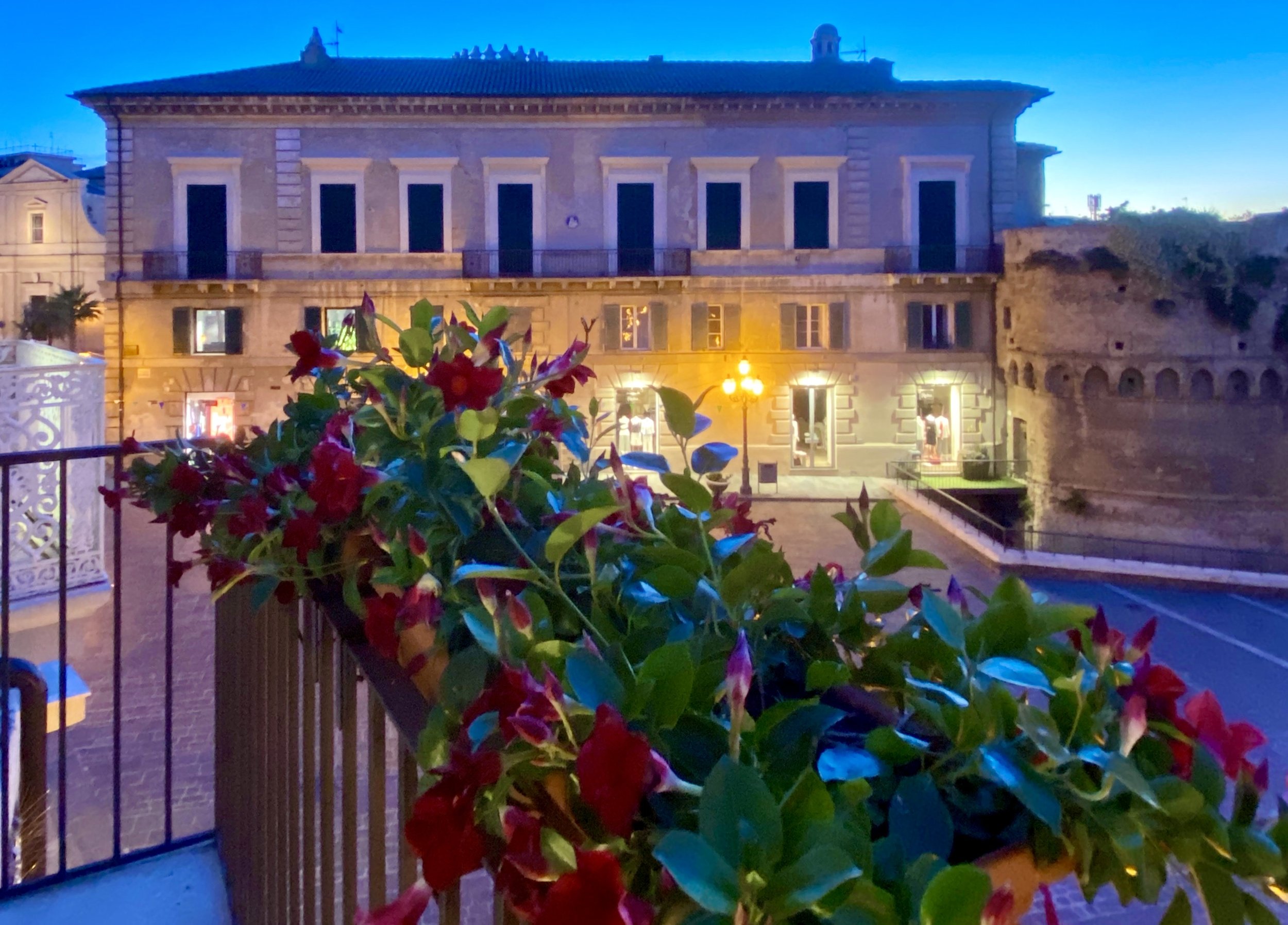 View from balcony over Castello Caldoresco and Piazza Diamede