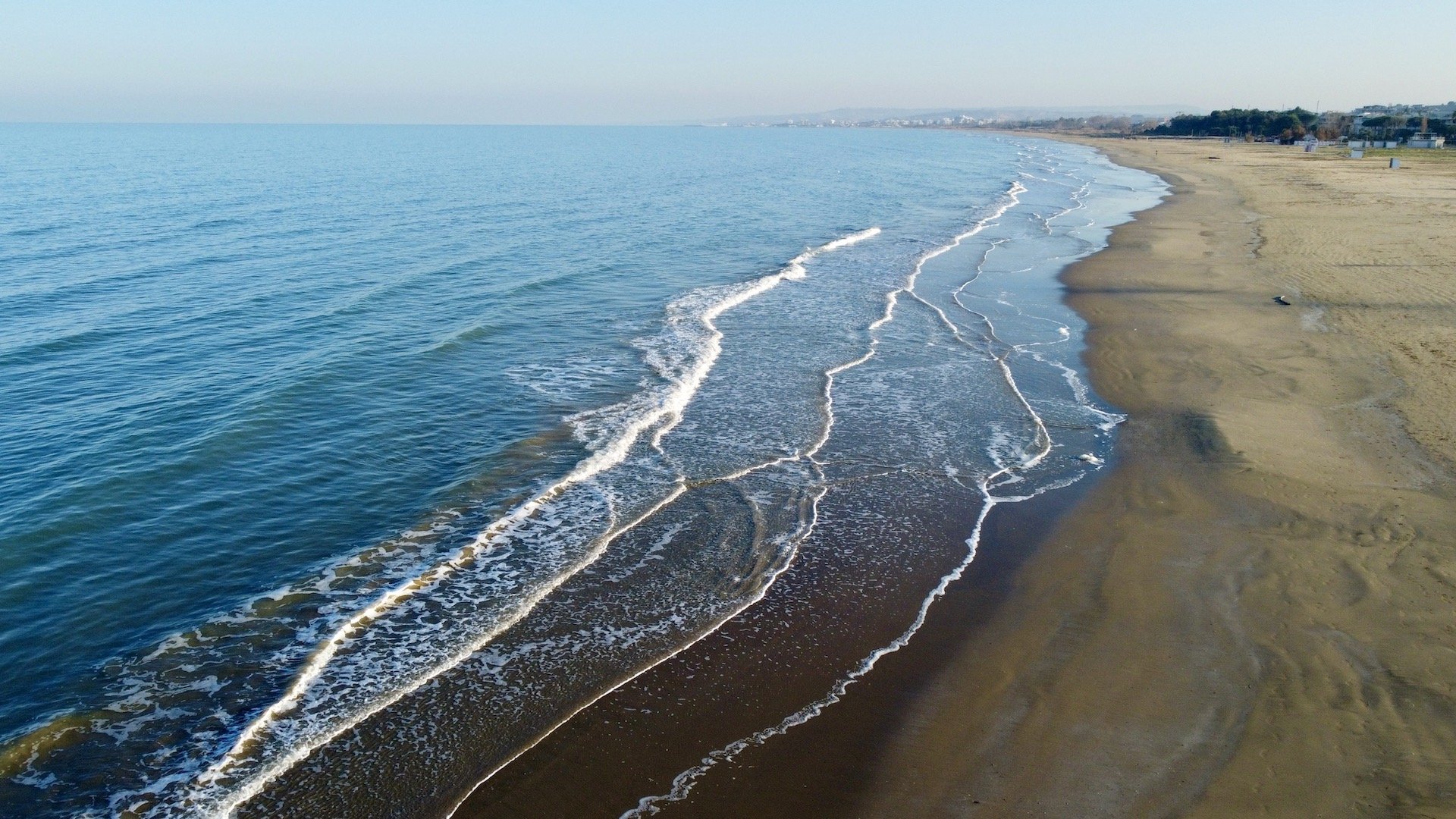 Drone view of waves on Vasto Marina beach