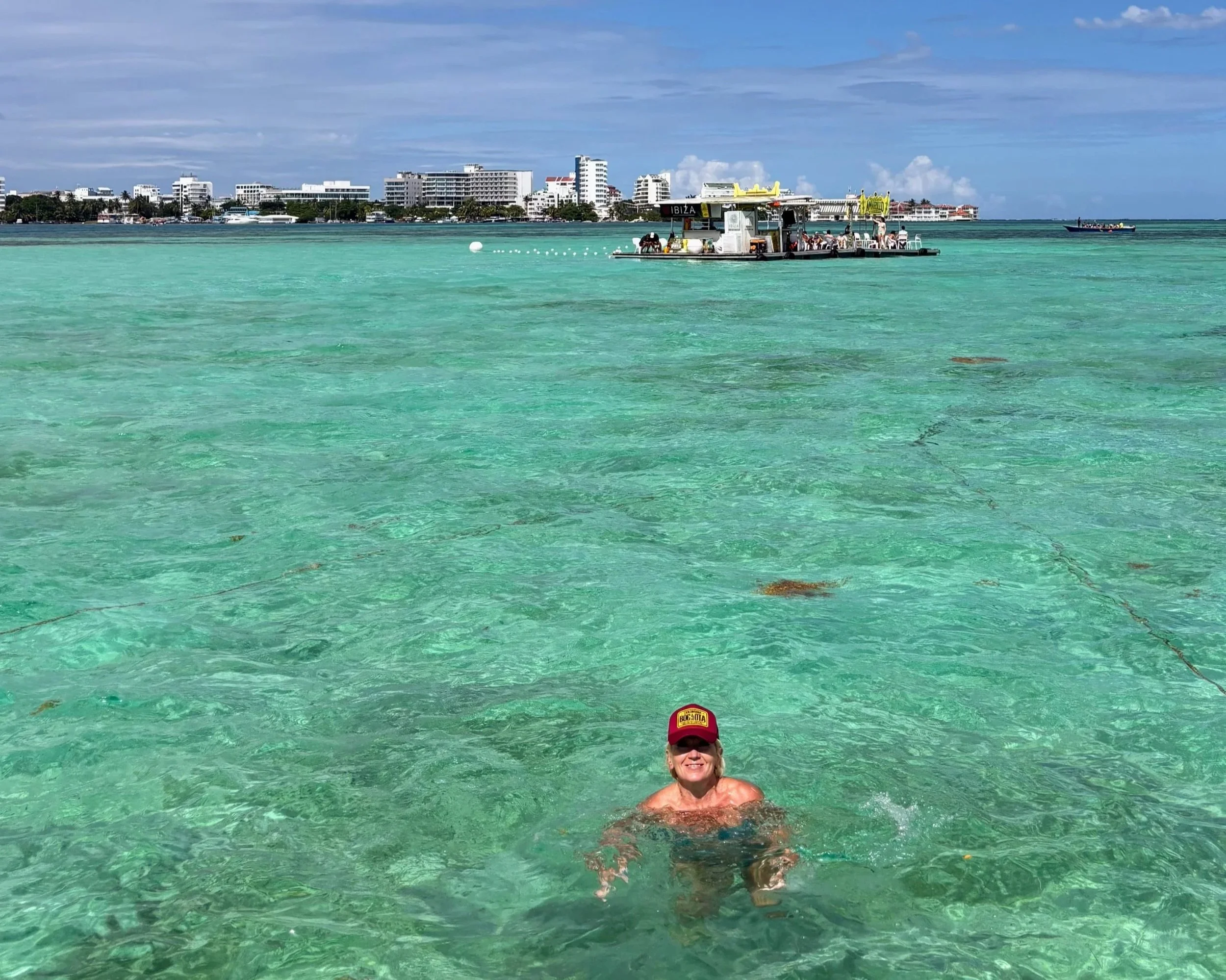 Anita in turquoise water in San Andres Colombia
