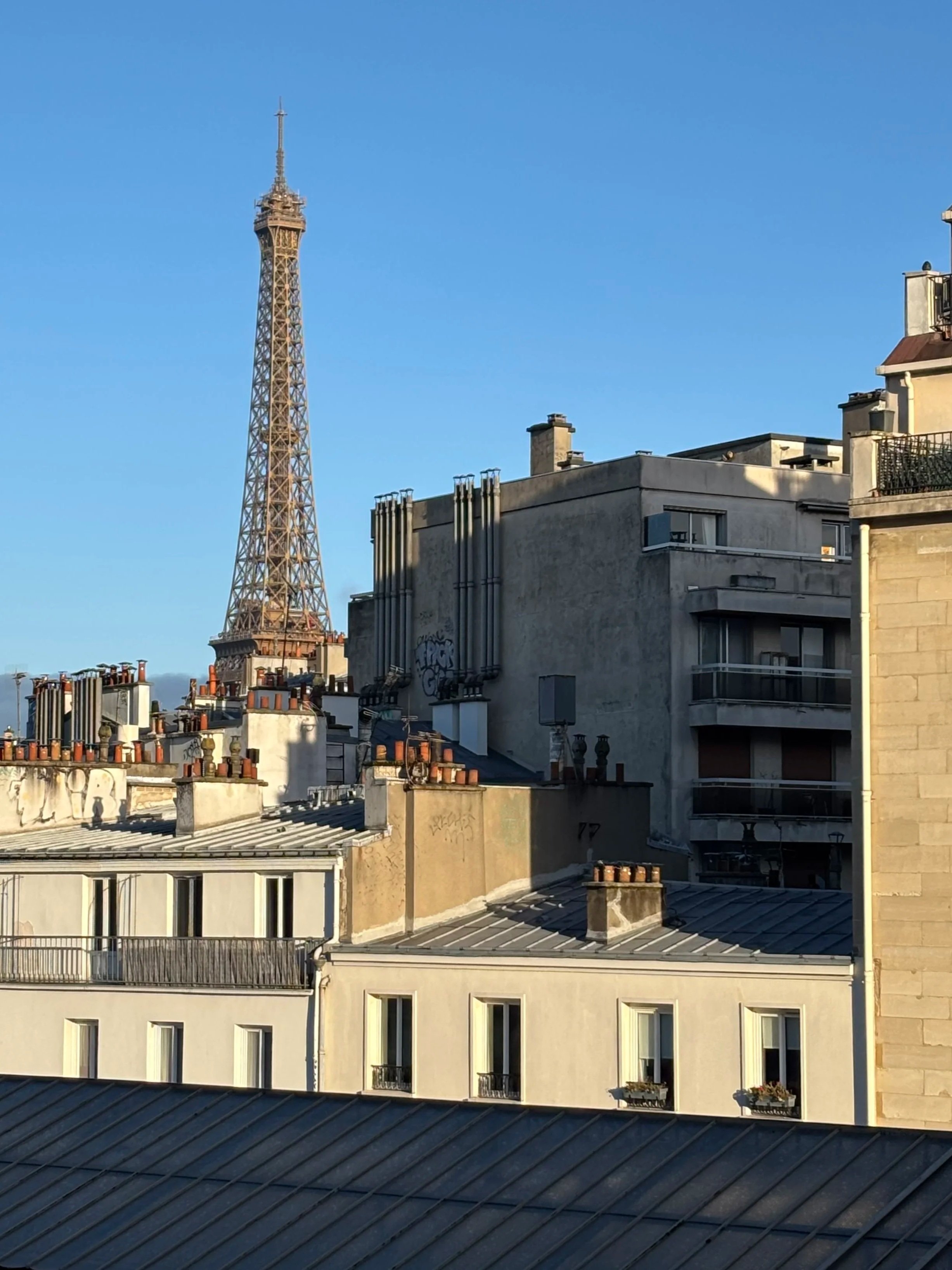 Eiffel Tower view from hotel room in Paris.jpg