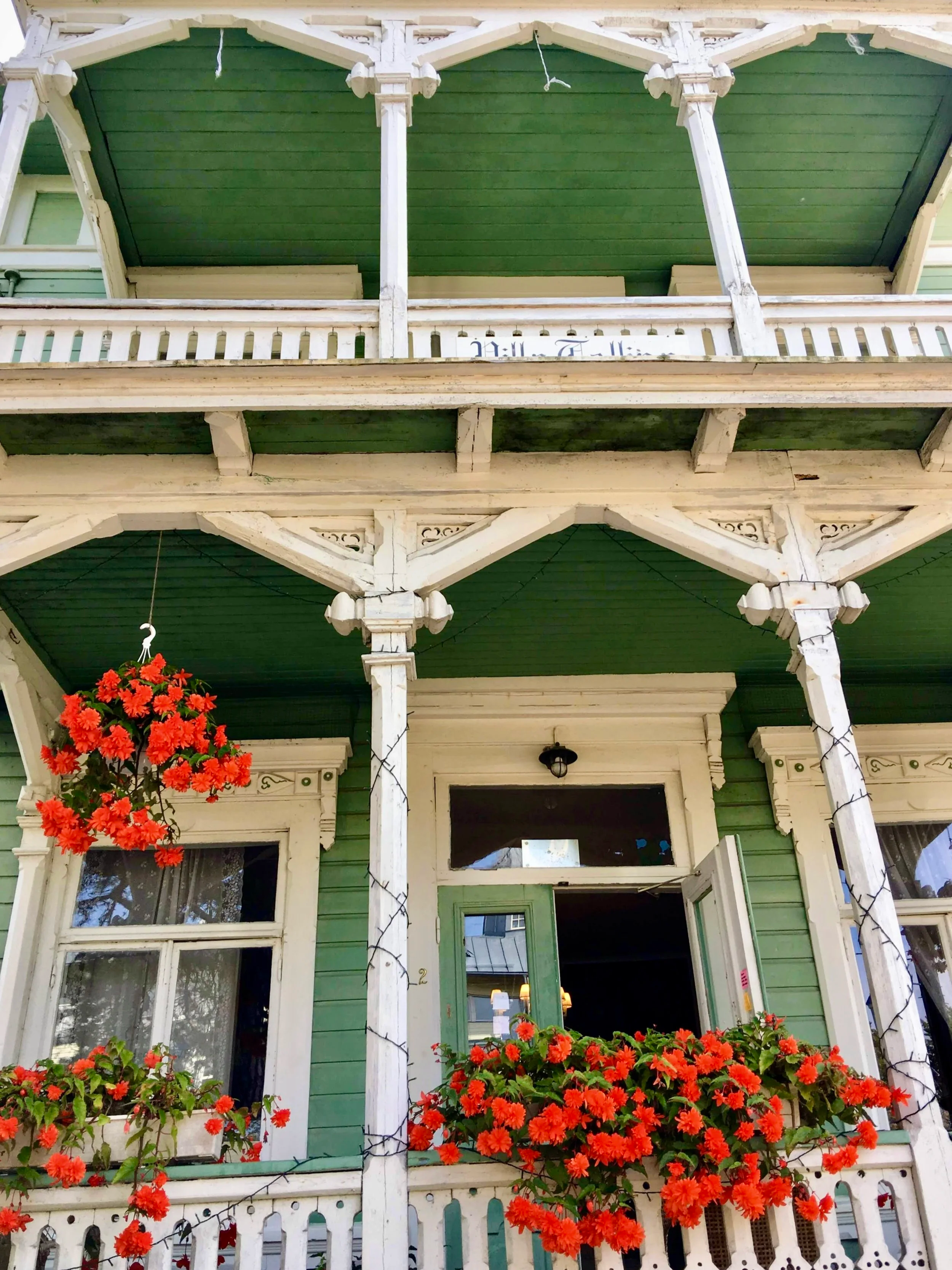 Facade of a traditional gingerbread-style villa in Hanko, Finland