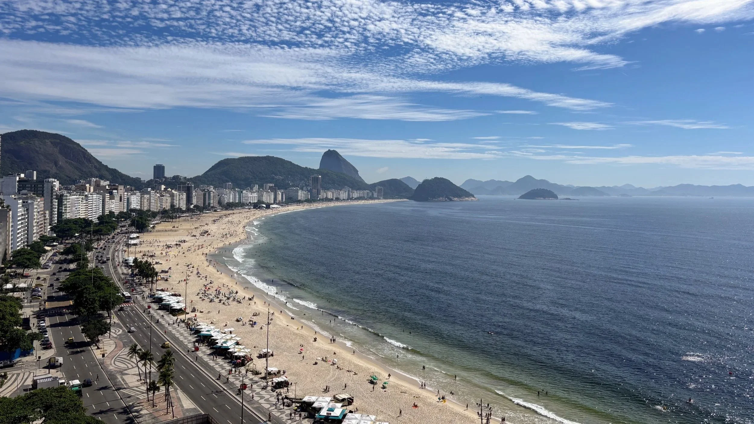Copacabana seen from Windsor Hotel swimming pool terrace in Rio de Janeiro Brazil