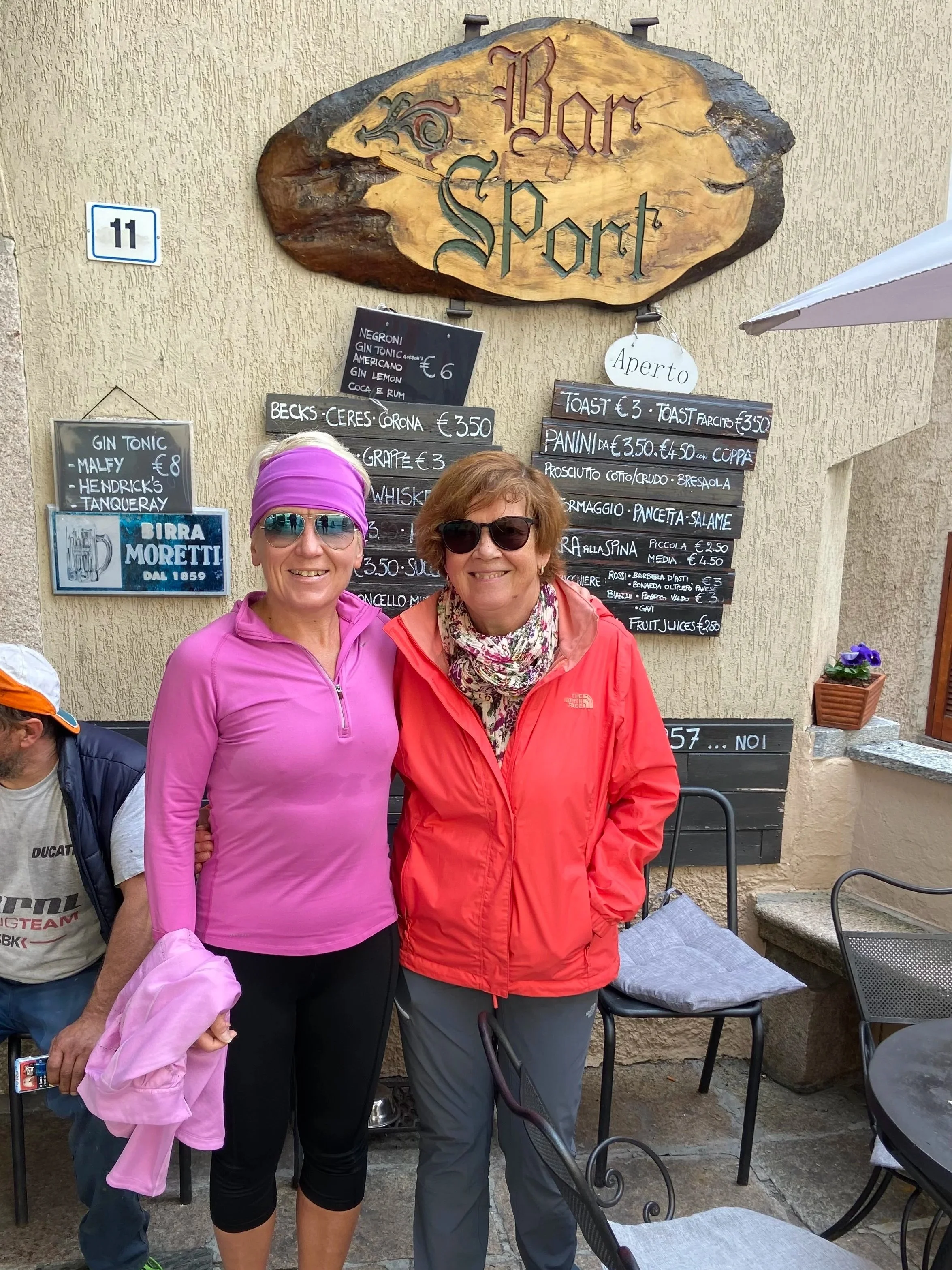 Anita and Pirjo at Bar Sport Levo Stresa Italy in 2022