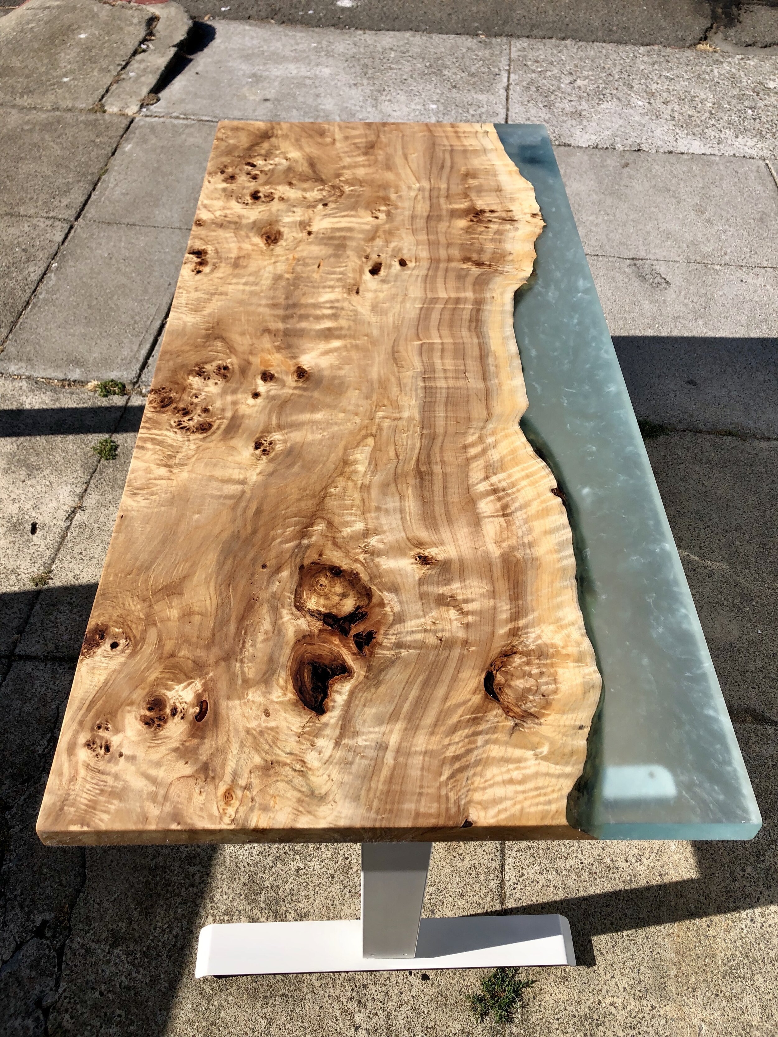 Mappa Burl Epoxy Table, Made to order Epoxy Resin Dining Table | Iron's  Custom Wood